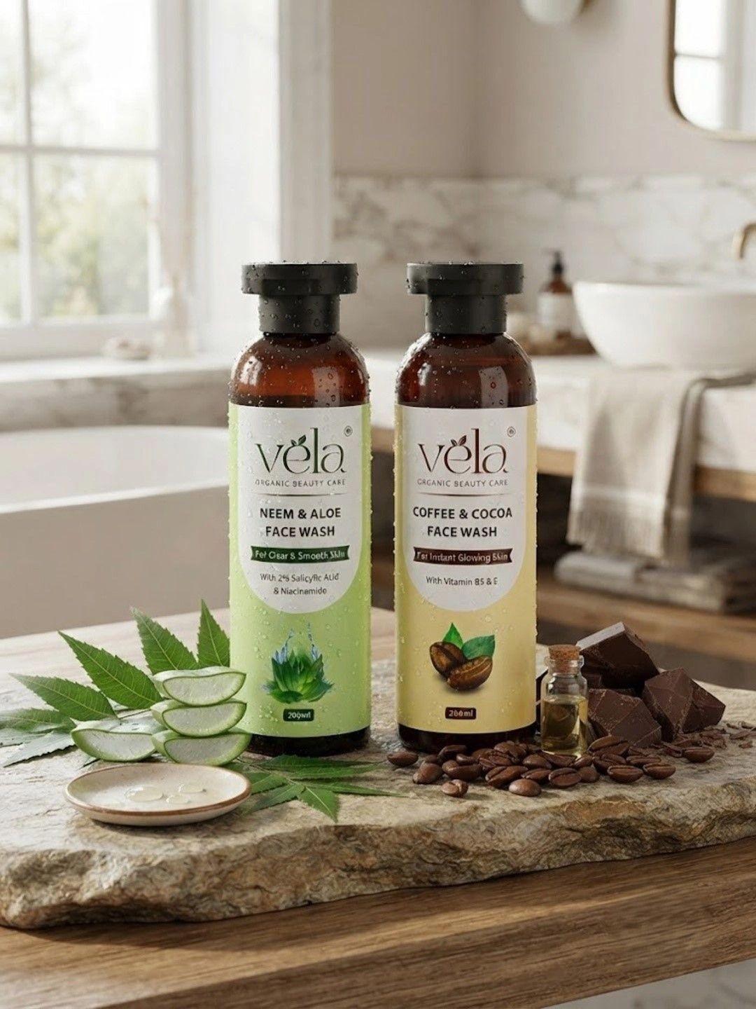 Vela Organic Beauty Care Set Of 2 Coffee & Cocoa & Neem Face Wash - 200 ml Each-image-38