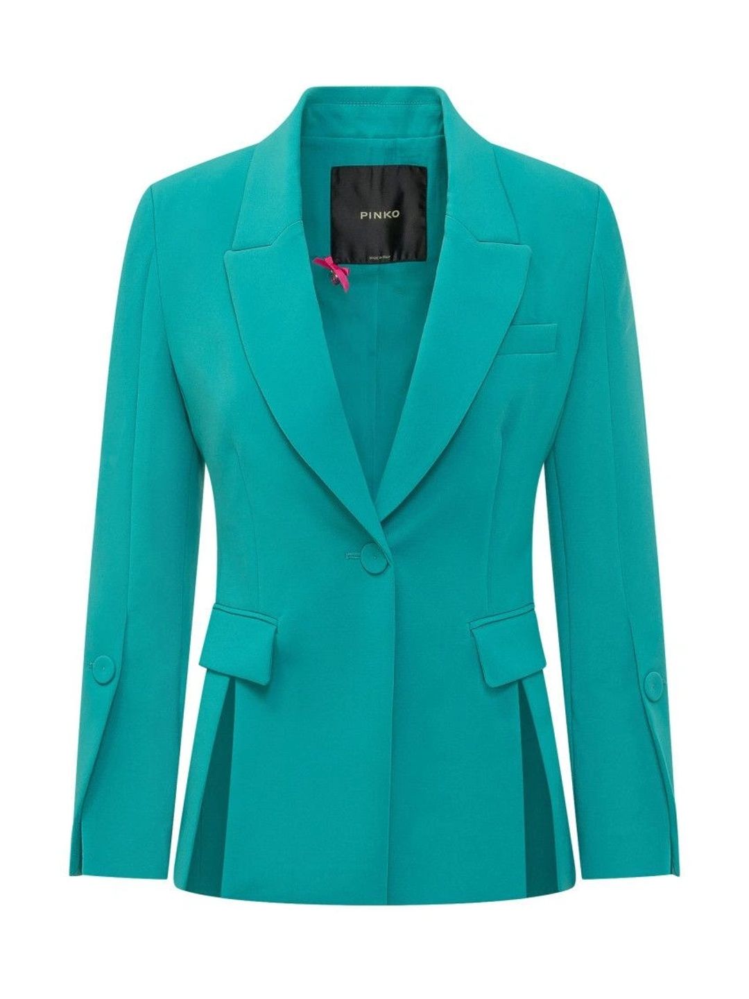 Pinko Green Solid Notched Lapel Blazer-picture-13