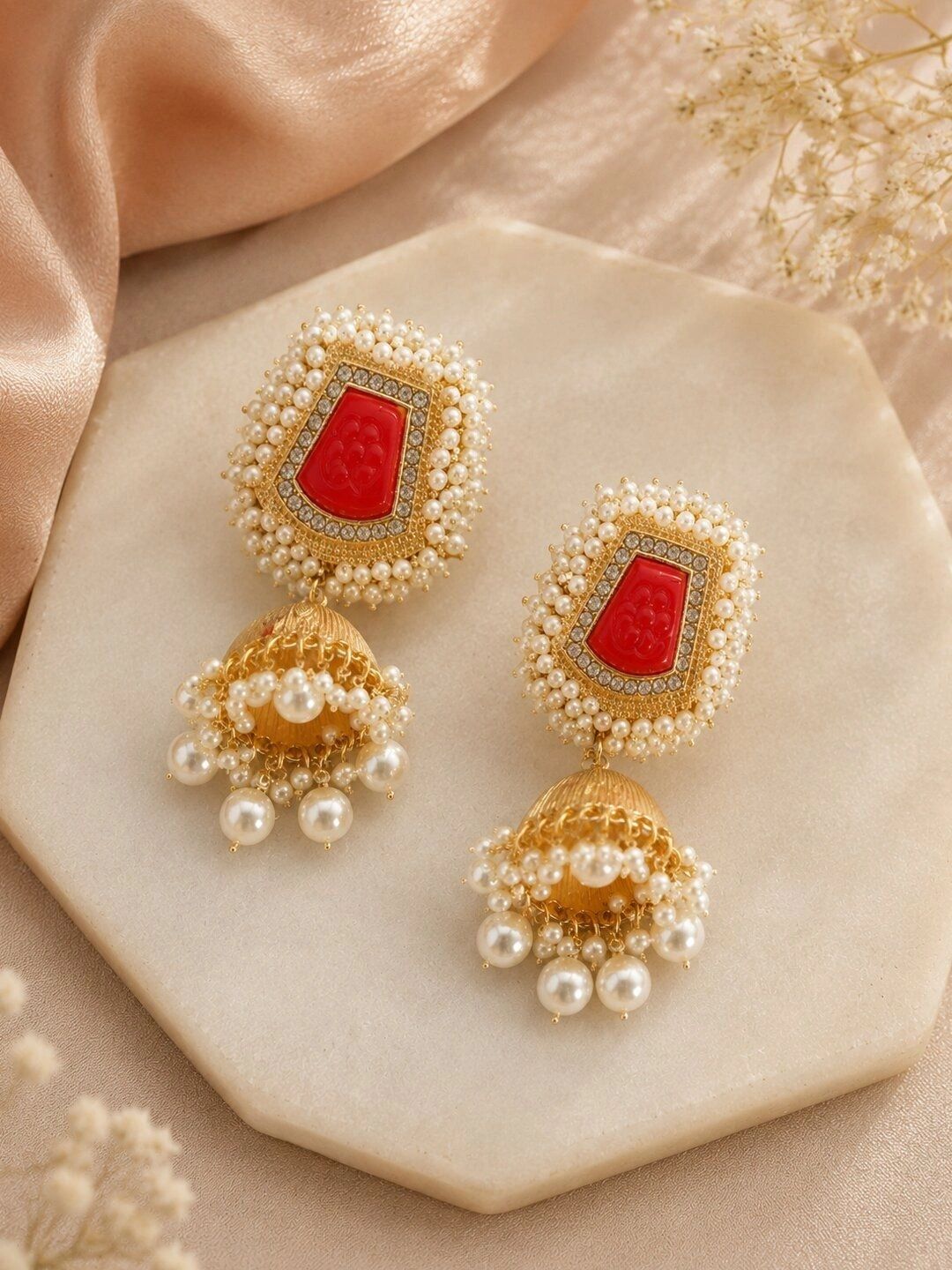 KRENOZ Geometric Jhumkas Earrings-picture-46