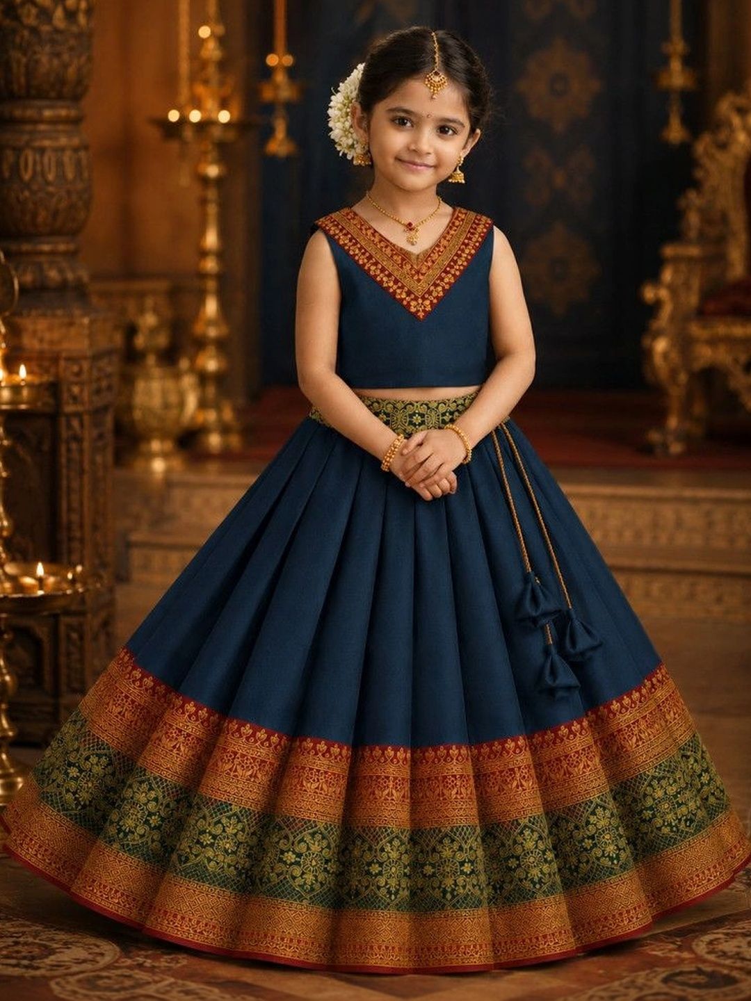 Xepon Girls Embroidered Ready to Wear Lehenga &-image-7