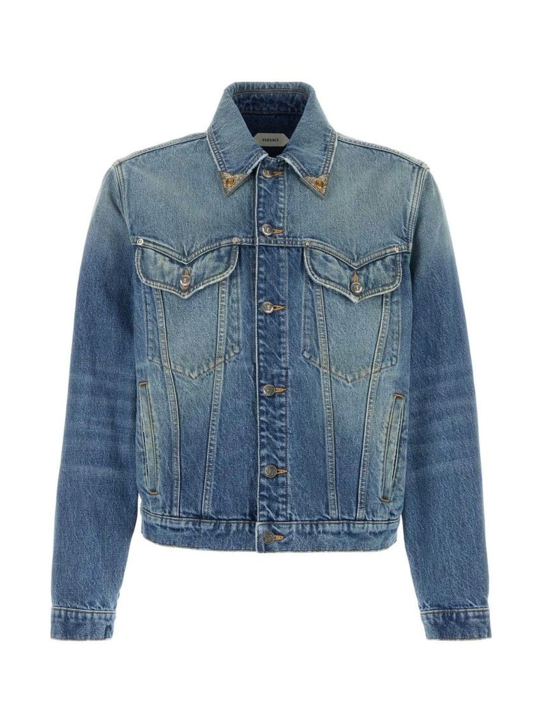 Versace Men Washed Denim Jacket-image-30