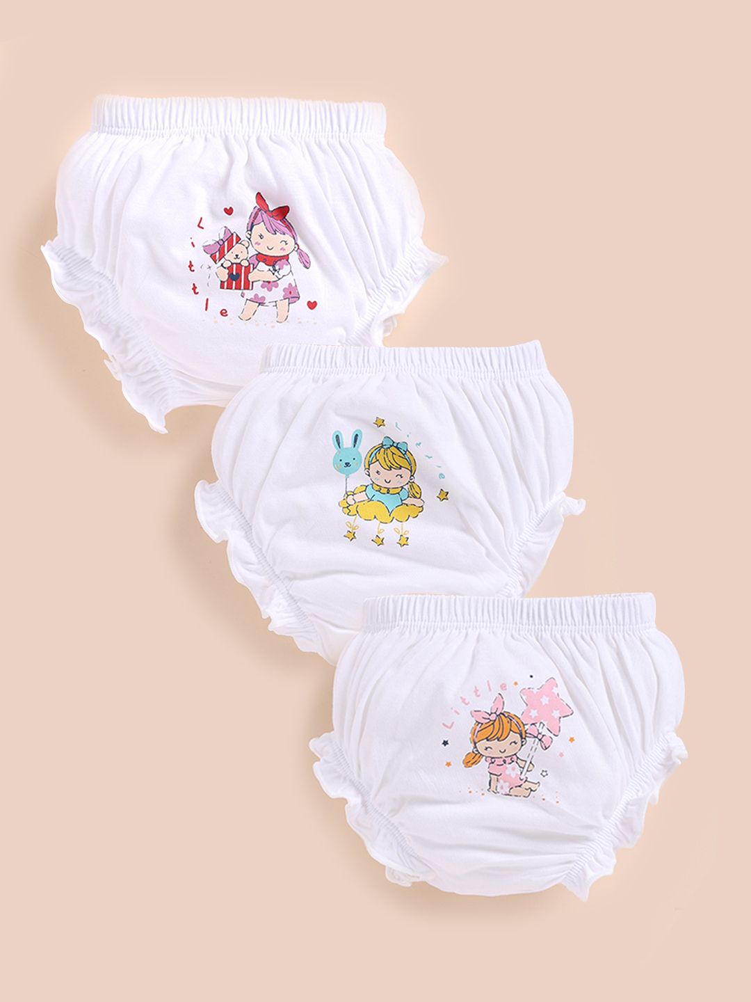 Simply Girls Pack of 3 Printed Cotton Basic Briefs-picture-30