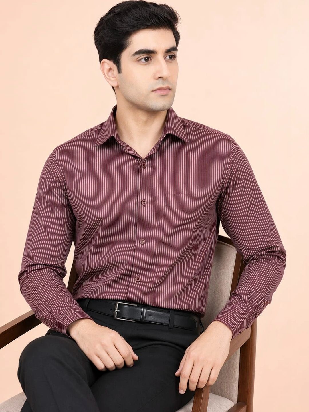 THE SHIRT CODE Men Slim Fit Striped Formal Shirt-picture-30