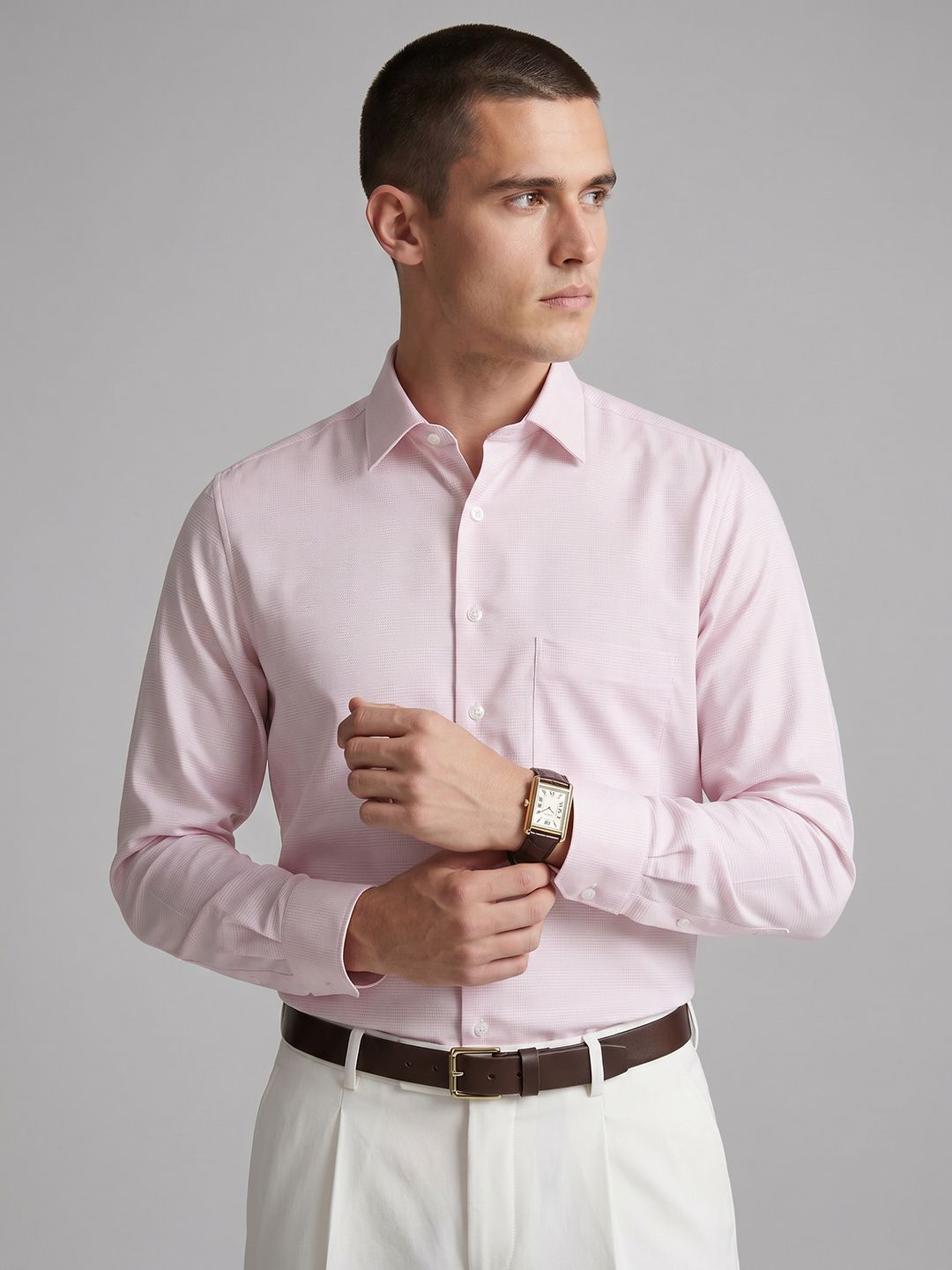 Louis Philippe Textured Pure Cotton Formal Shirt-picture-45