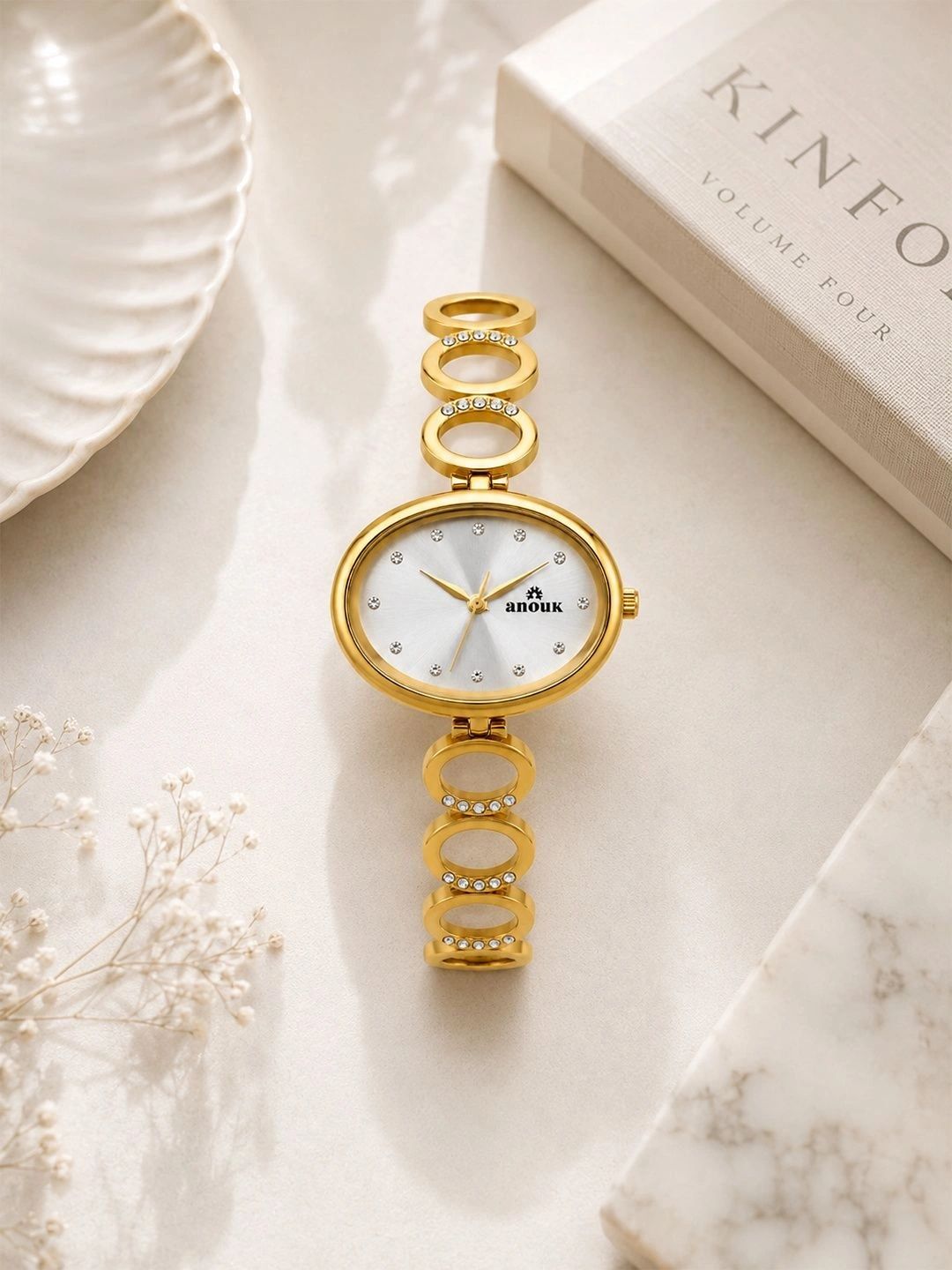 Anouk Women Embellished Dial & Stainless Steel Bracelet Style Straps Analogue Watch-image-36