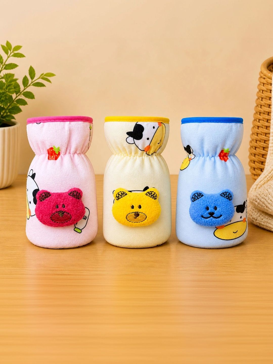 The Little Lookers Set Of 3 Plush Stretchable Baby Bottle Covers - 120 ml Each-picture-48