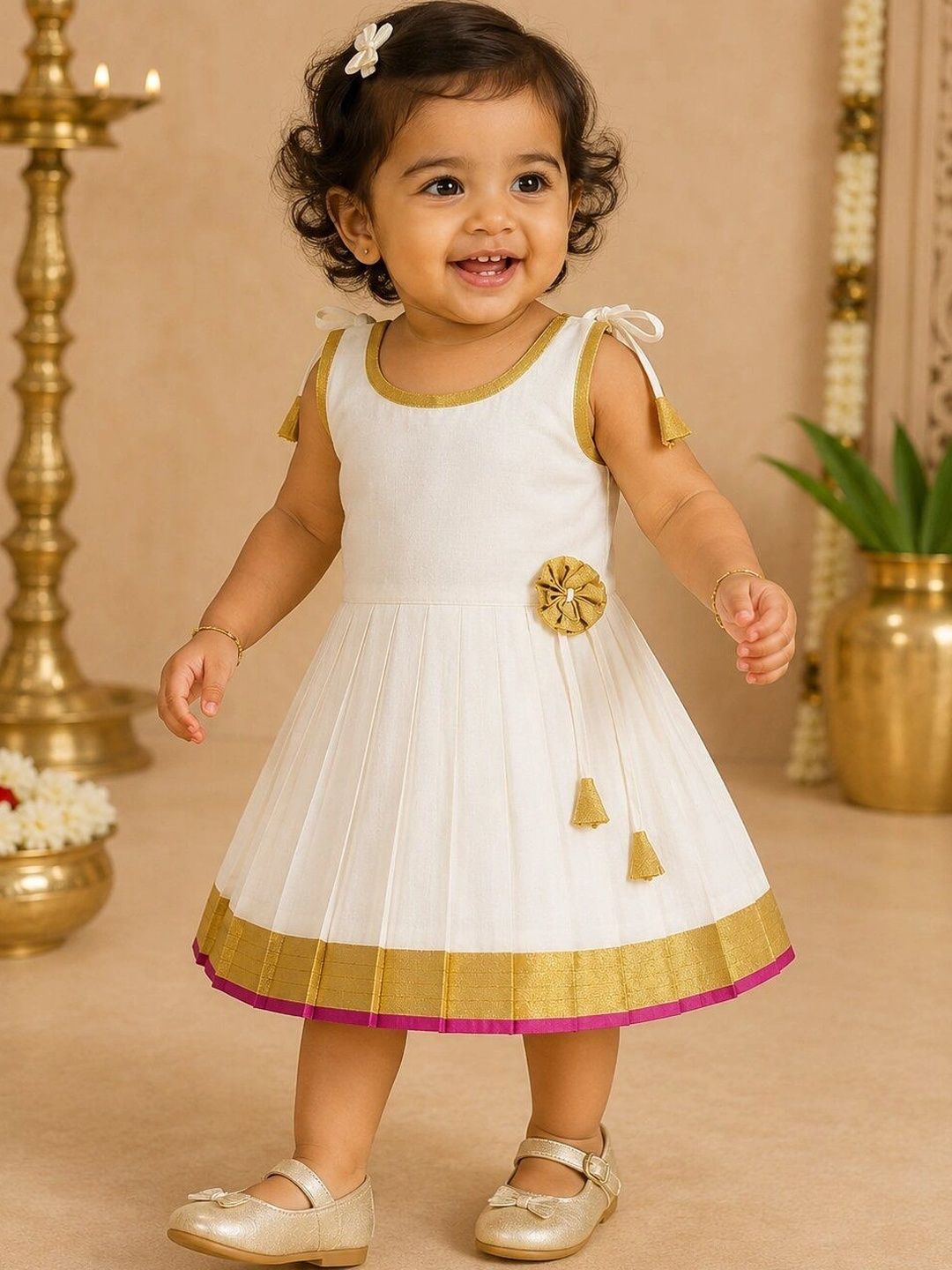Sethukrishna Infrant Girls Embroidered Round Neck A-Line Ethnic Dresses-picture-50