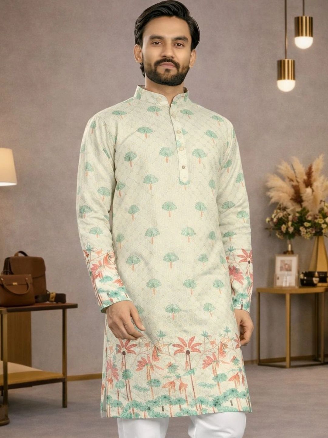 CELLUX Men Floral Printed Kurta-picture-52