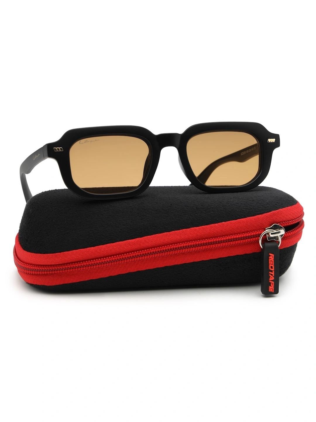 Red Tape Unisex Orange Lens & Black Frame Square Sunglasses with UV Protected Lens-image-35