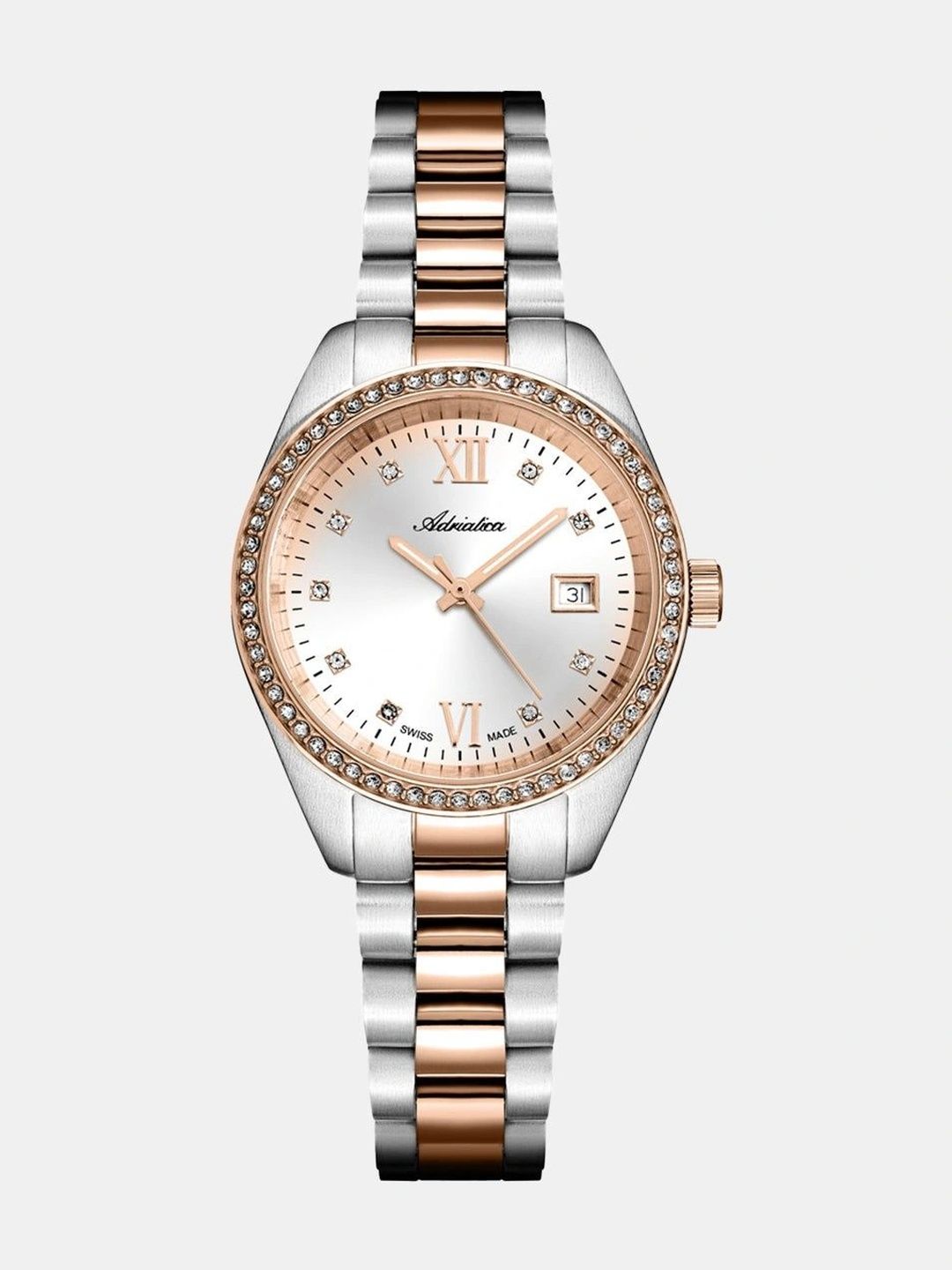 Adriatica Women Embellished Dial & Stainless Steel Bracelet Style Straps Analogue Date Aperture Watch-image-49