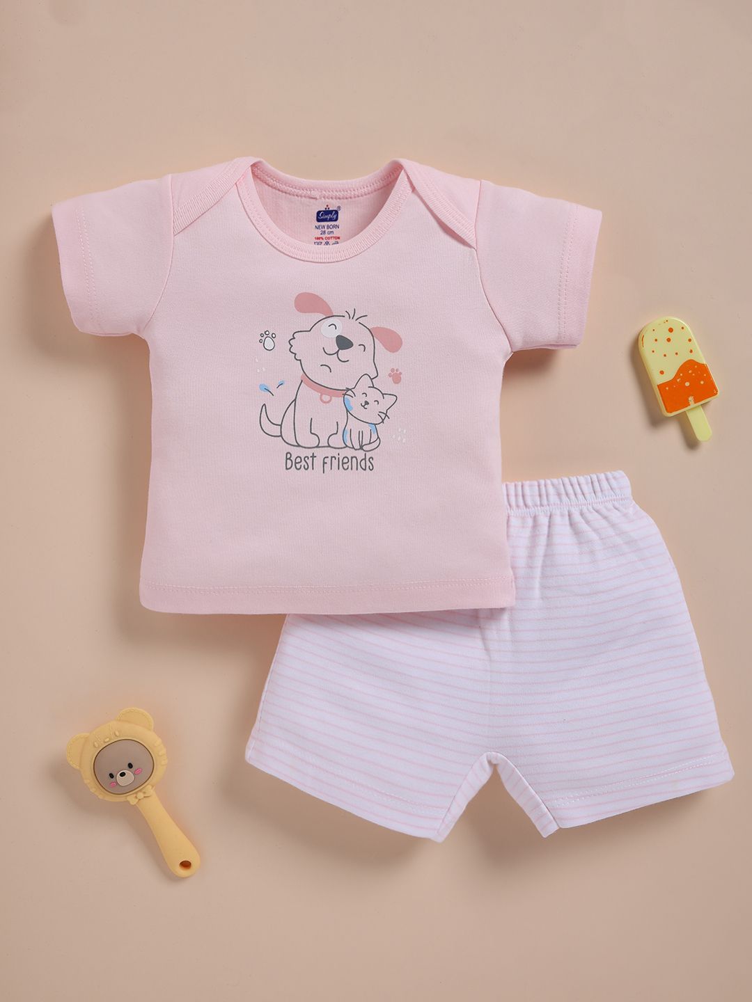 Simply Boys Printed Pure Cotton T-shirt with Shorts-picture-34