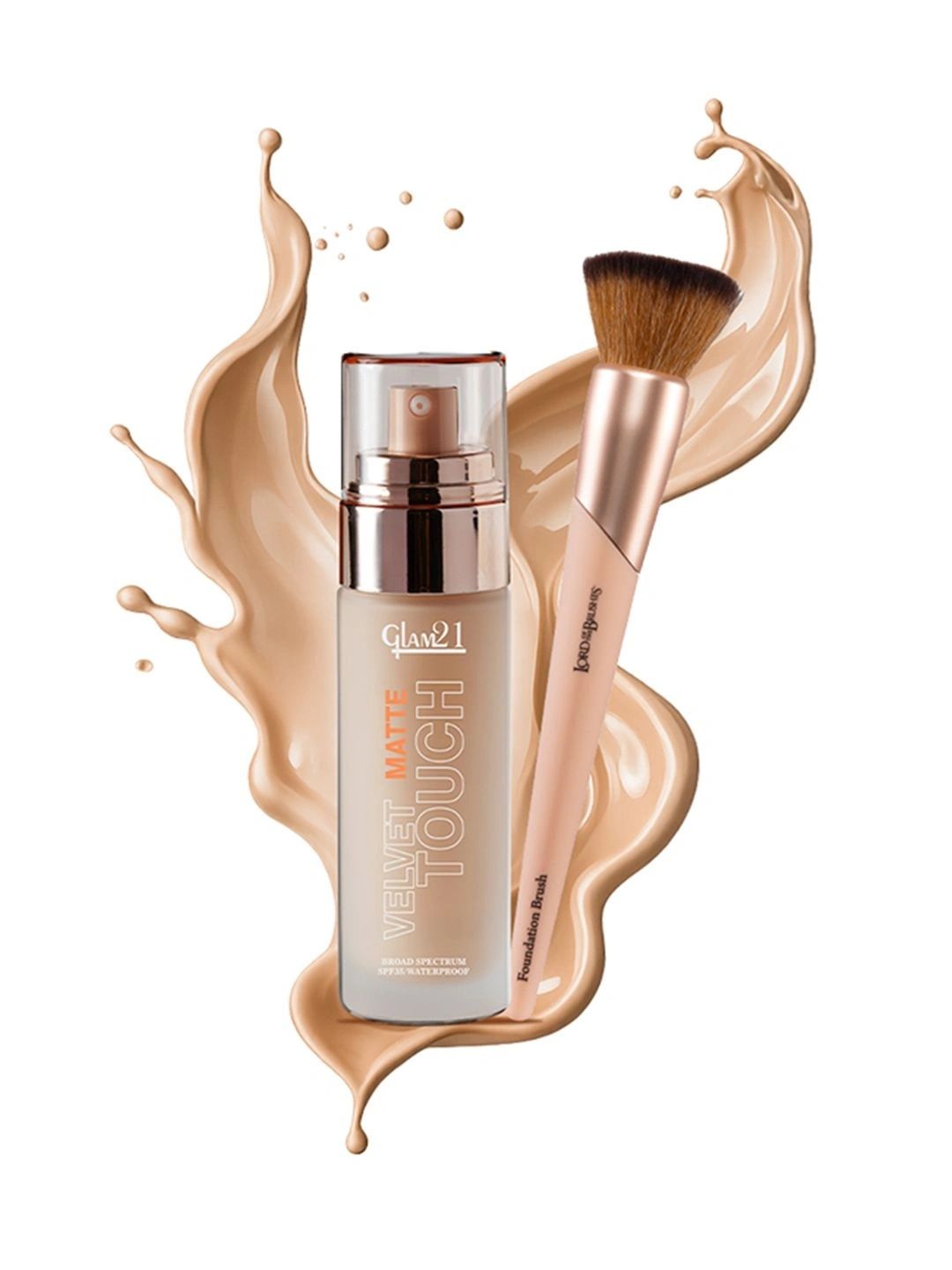 GLAM21 Velvet Touch Oil Control Silk Foundation SPF35 - 50 g - Sand Beige With Brush-image-13