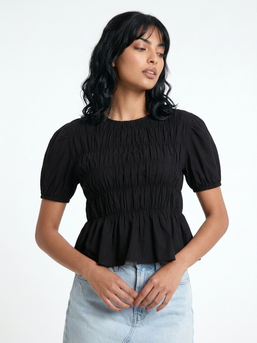 glitchez Puff Sleeve Pure Cotton Fitted Top-image-18