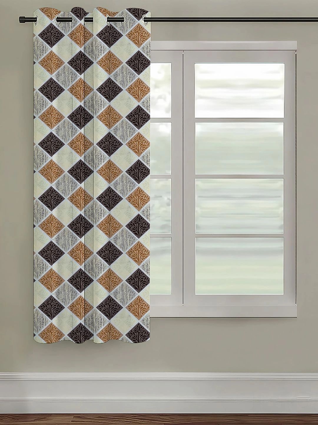 Aura Multicoloured Geometric Room Darkening Window Curtain-image-9