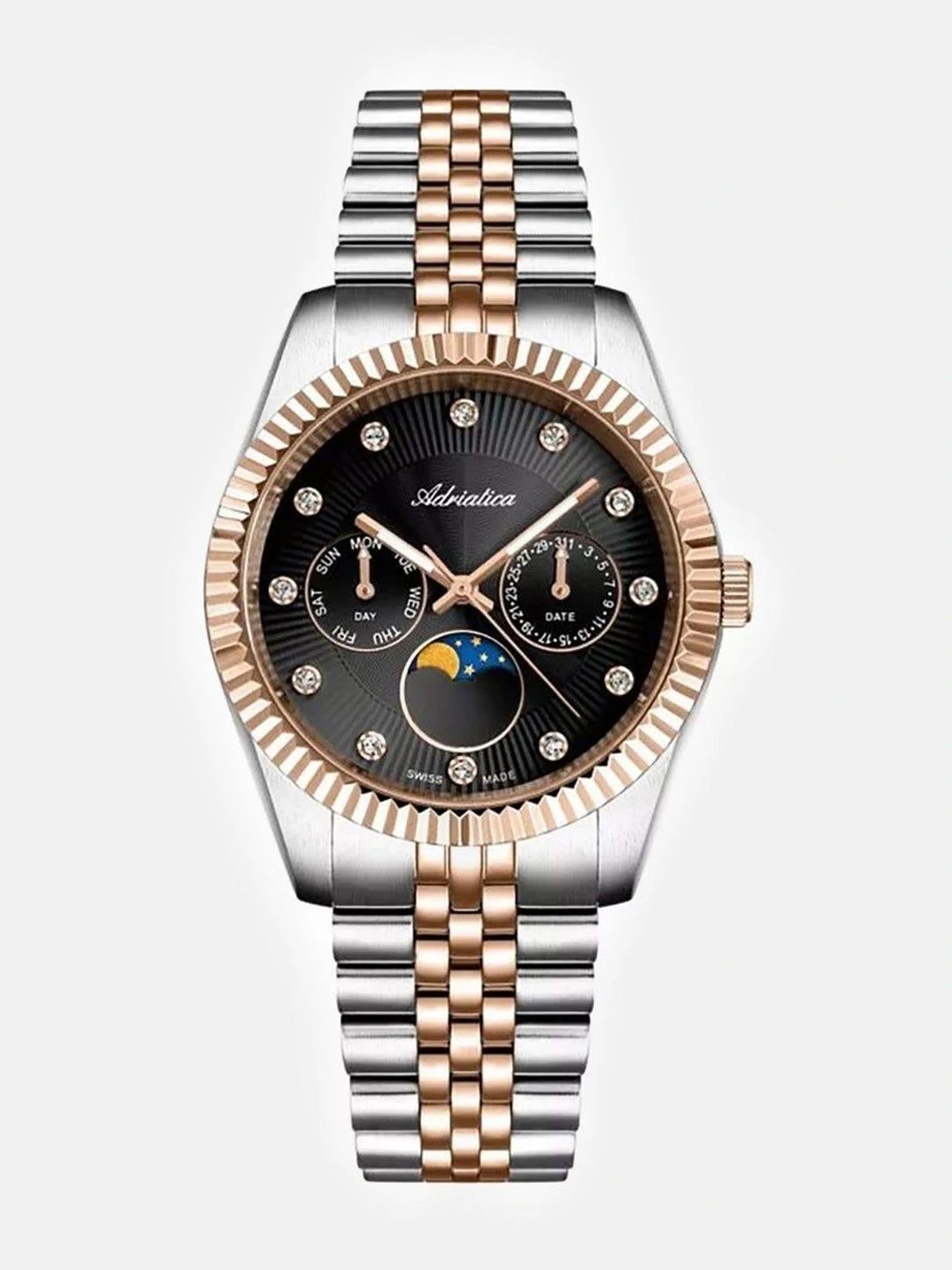 Adriatica Women Embellished Dial & Stainless Steel Bracelet Style Straps Analogue Multi Function Watch-image-7