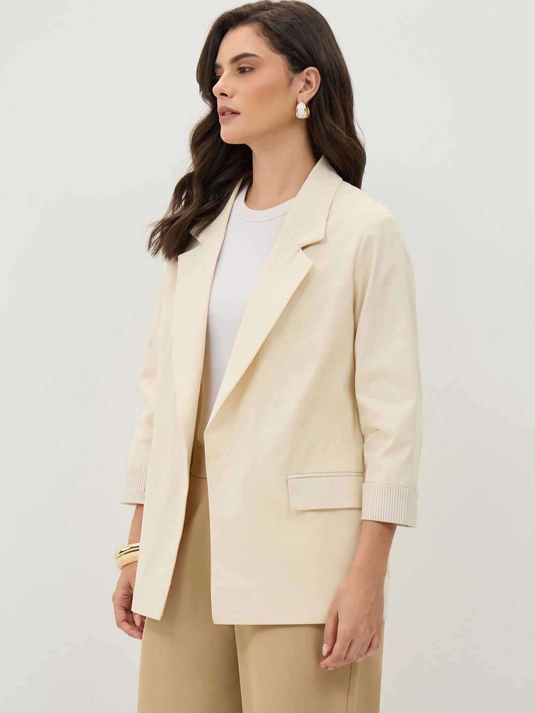 SALT ATTIRE Notched Lapel Open Front Formal Blazers-picture-25