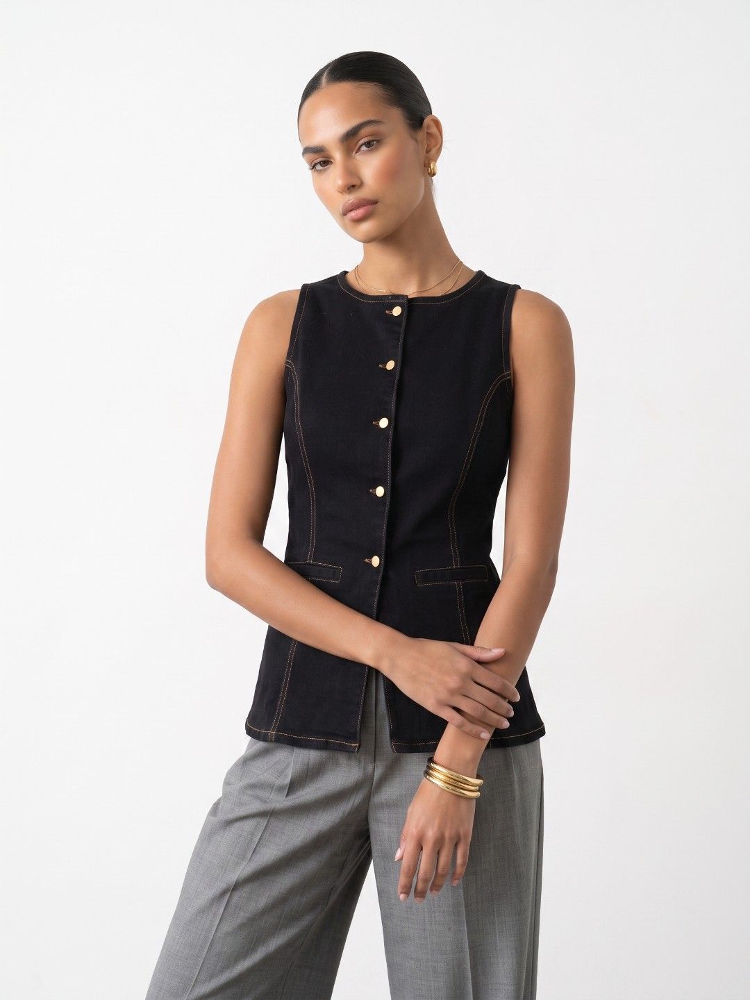 Phosphorus Round Neck Fitted Waistcoat-picture-17