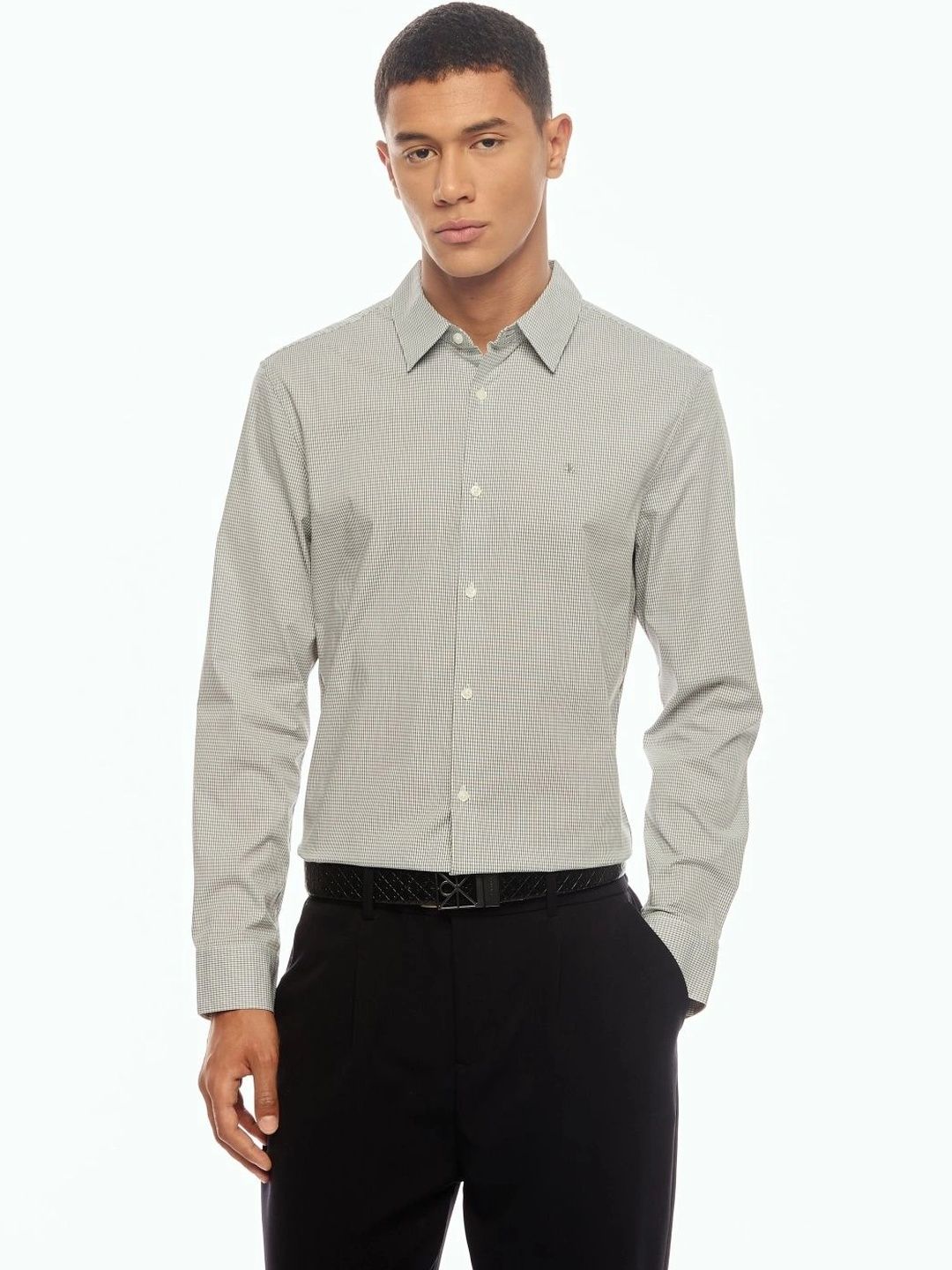 Calvin Klein Jeans Men Slim Fit Micro Checks Checked Formal Shirt-picture-32