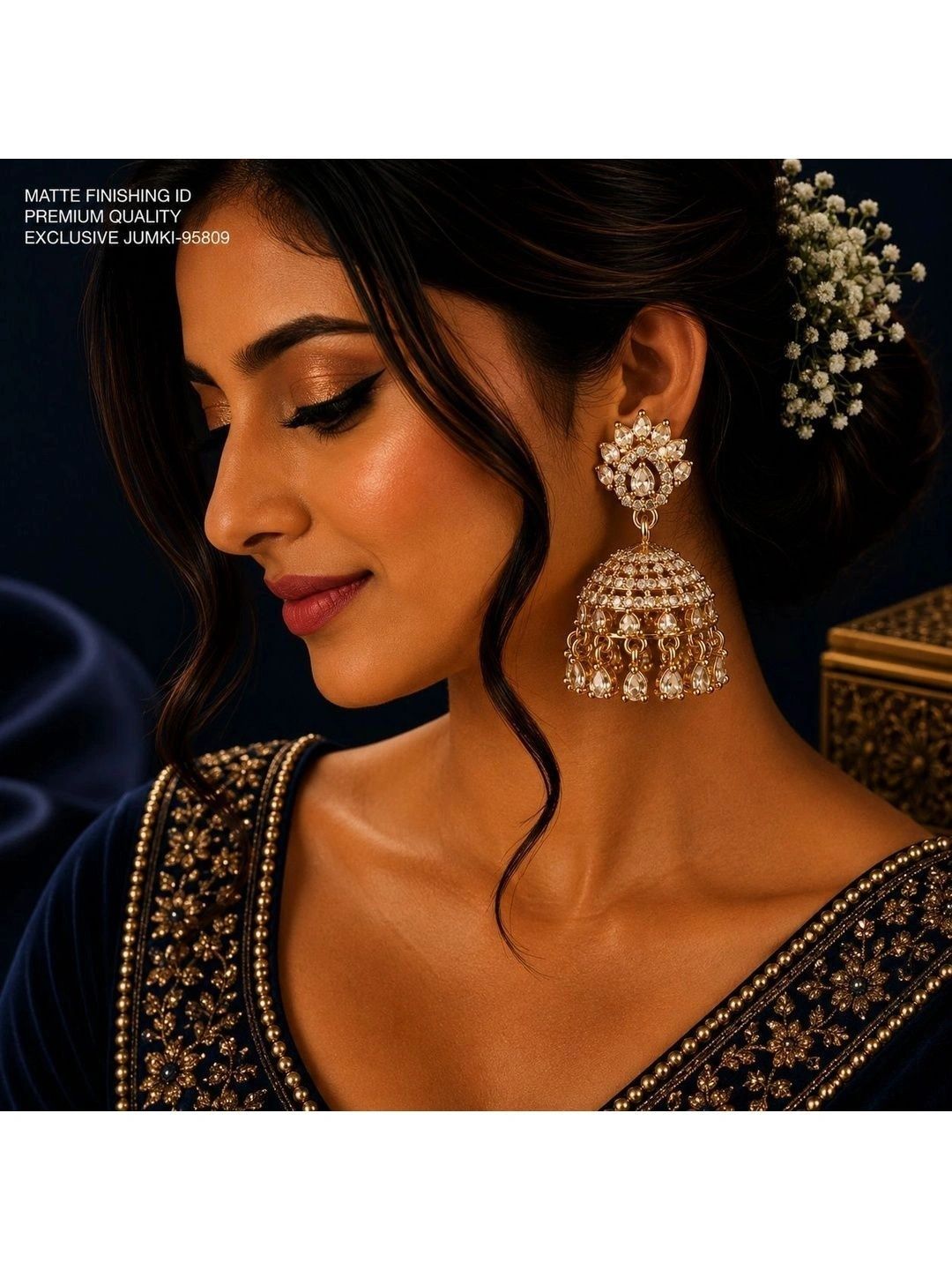 GS Stone Jewelry Leaf Shaped Jhumkas Earrings-picture-21