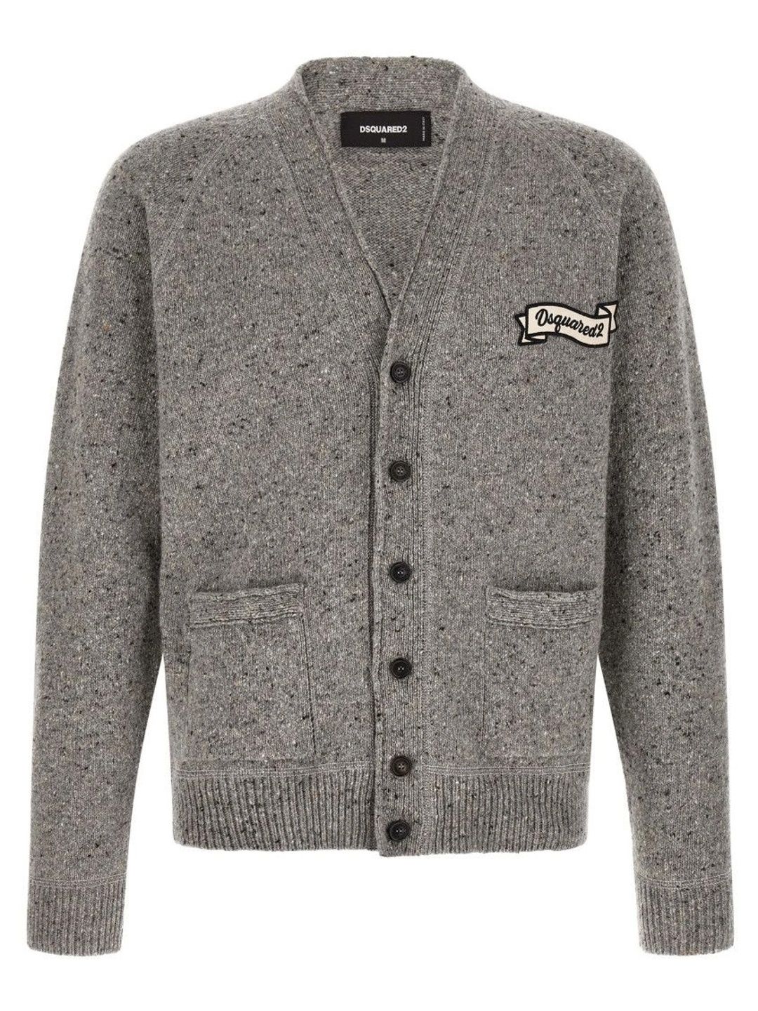 Dsquared2 Men Speckled Woollen Cardigan with Applique Detail-picture-46