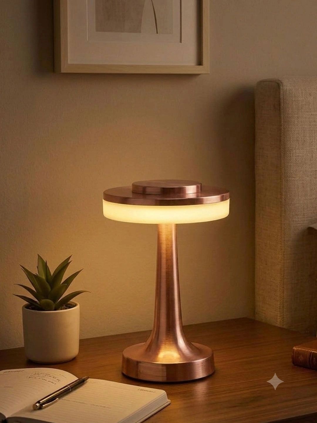 EarthCraft Gold-Toned Acrylic Cylindrical Shaped Table Lamp with Adjustable Cord-image-10