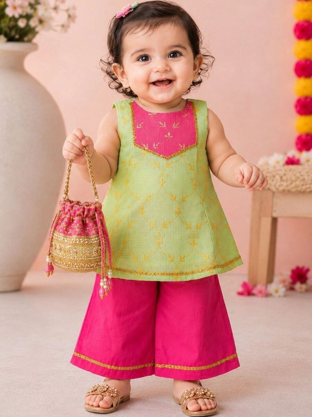 pspeaches Girls Ethnic Motifs Printed Regular Kurta with Palazzos-picture-45