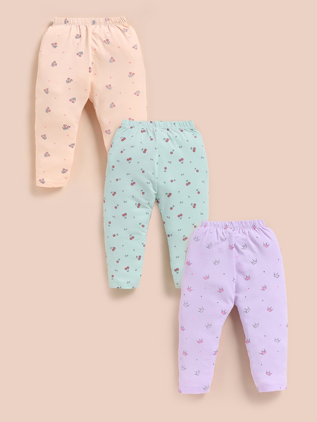Simply Girls Pack of 3 Cotton Printed Ankle Length Leggings-picture-32