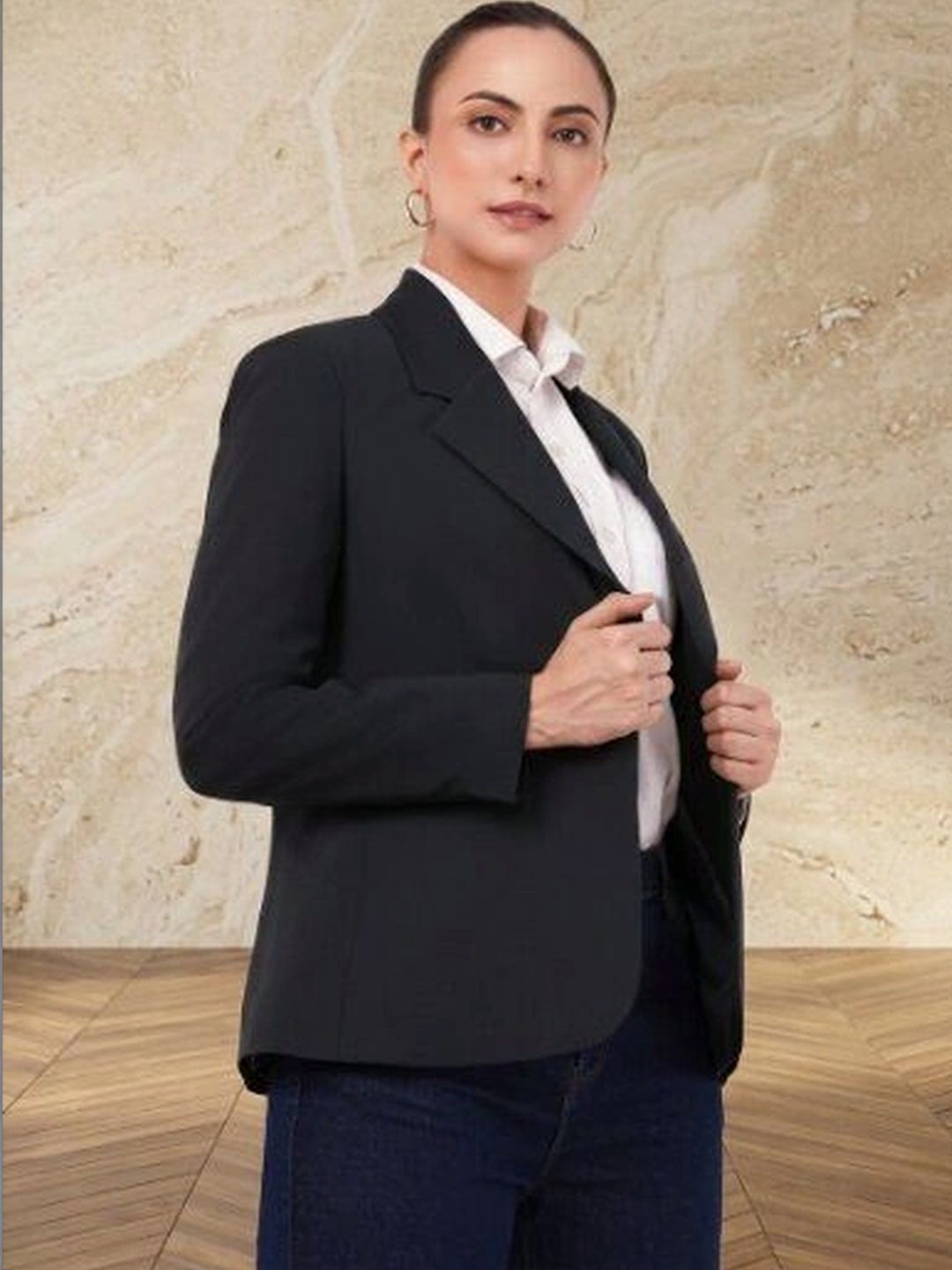 Integration Notched Lapel Single-Breasted Tailored Fit Formal Blazers-image-4