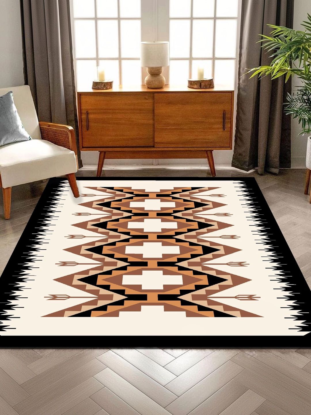 HOLLYWOOD STYLES White Geometric Polyester Carpet-picture-5