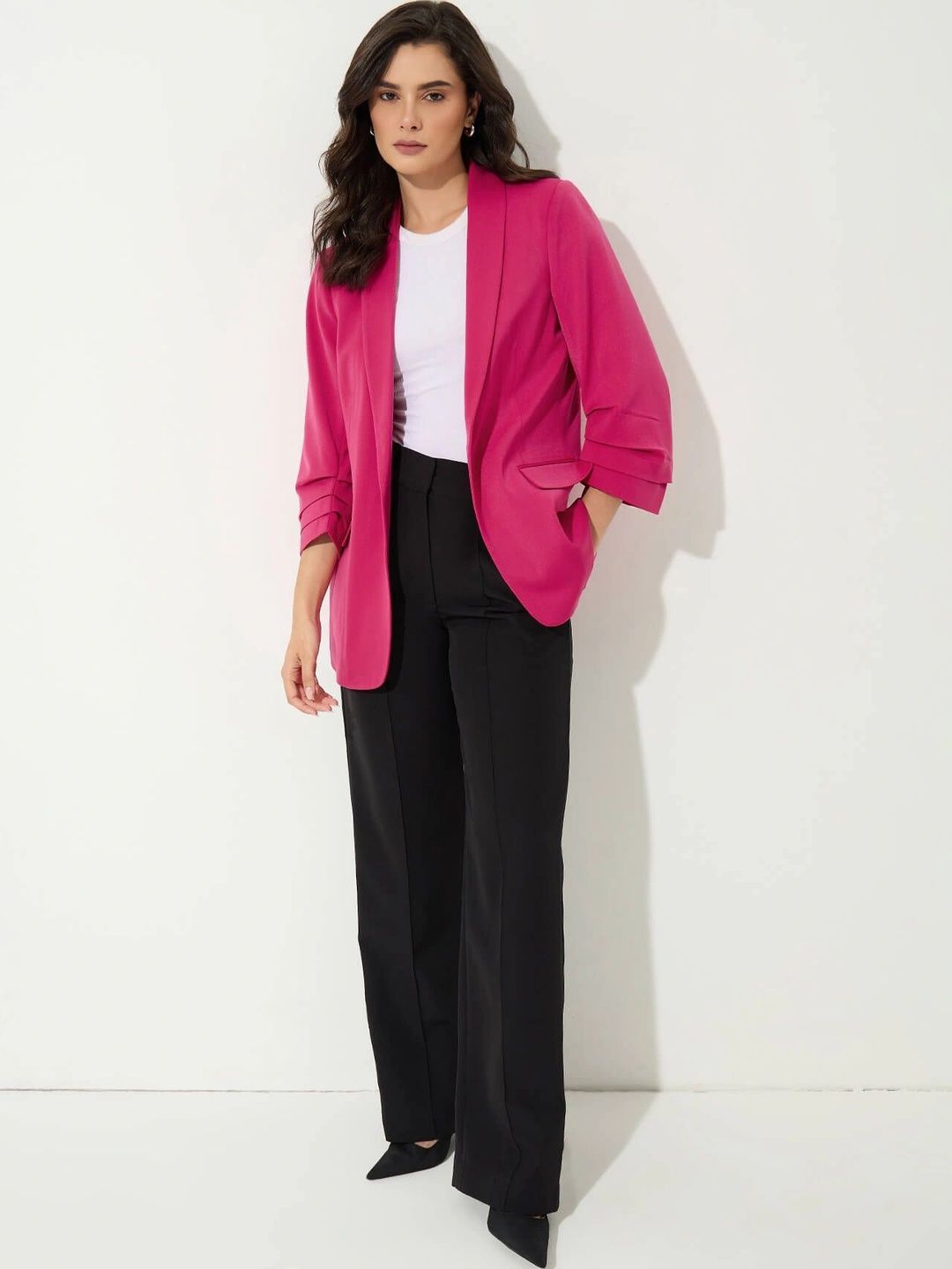 SALT ATTIRE Notched Lapel Open Front Formal Blazers-picture-17