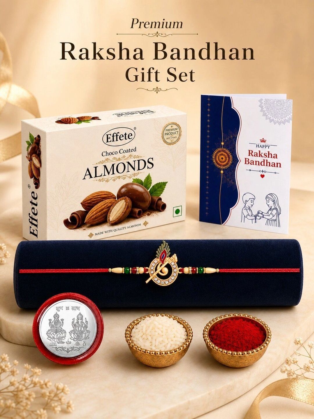 DeoDap Set of 6 Chocolate & Silver Coin Rakhi Gift Set-picture-16