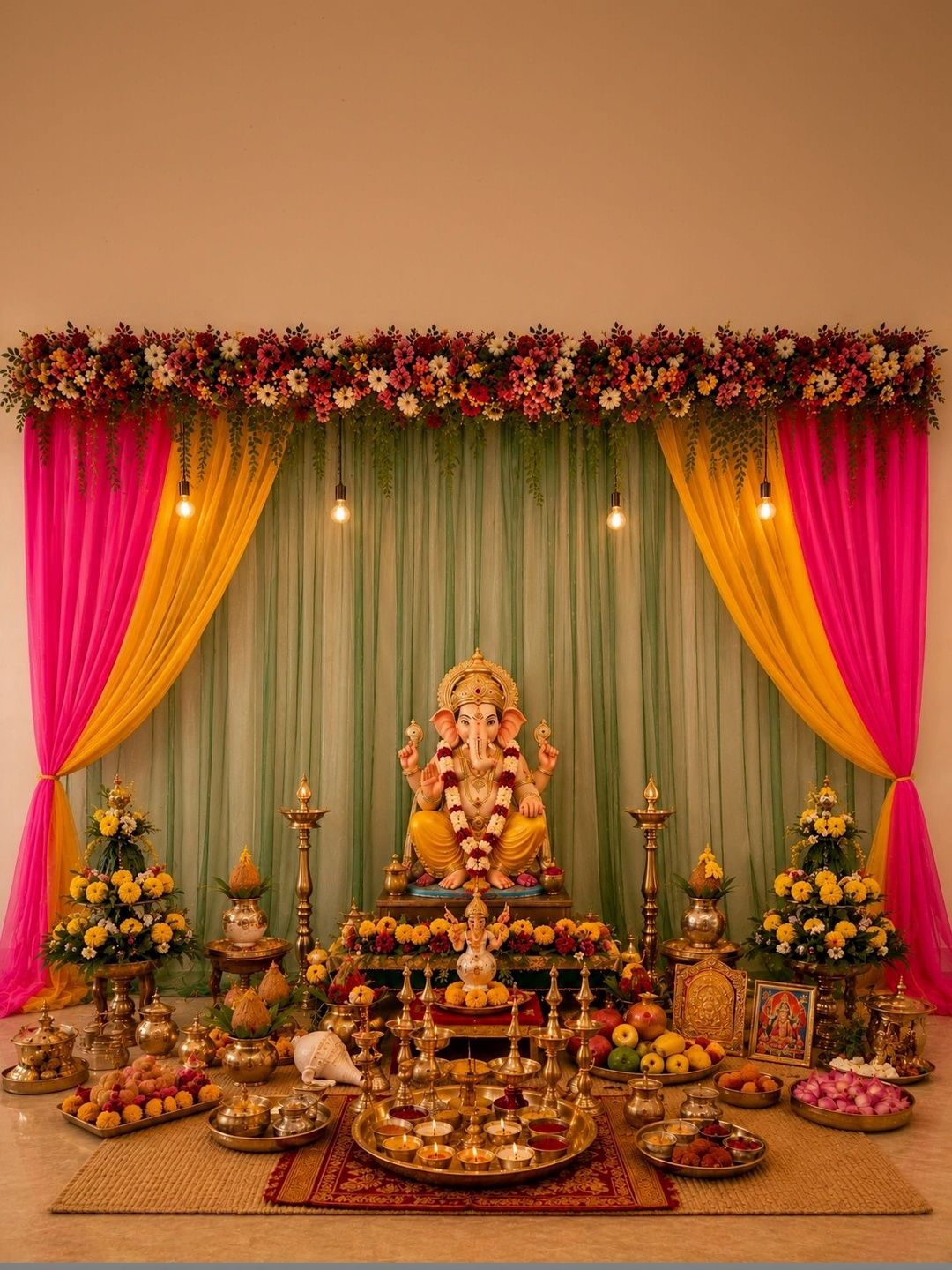 Party Box by Harish Chadha Olive-Green & Yellow Festive Decor Backdrop-image-9
