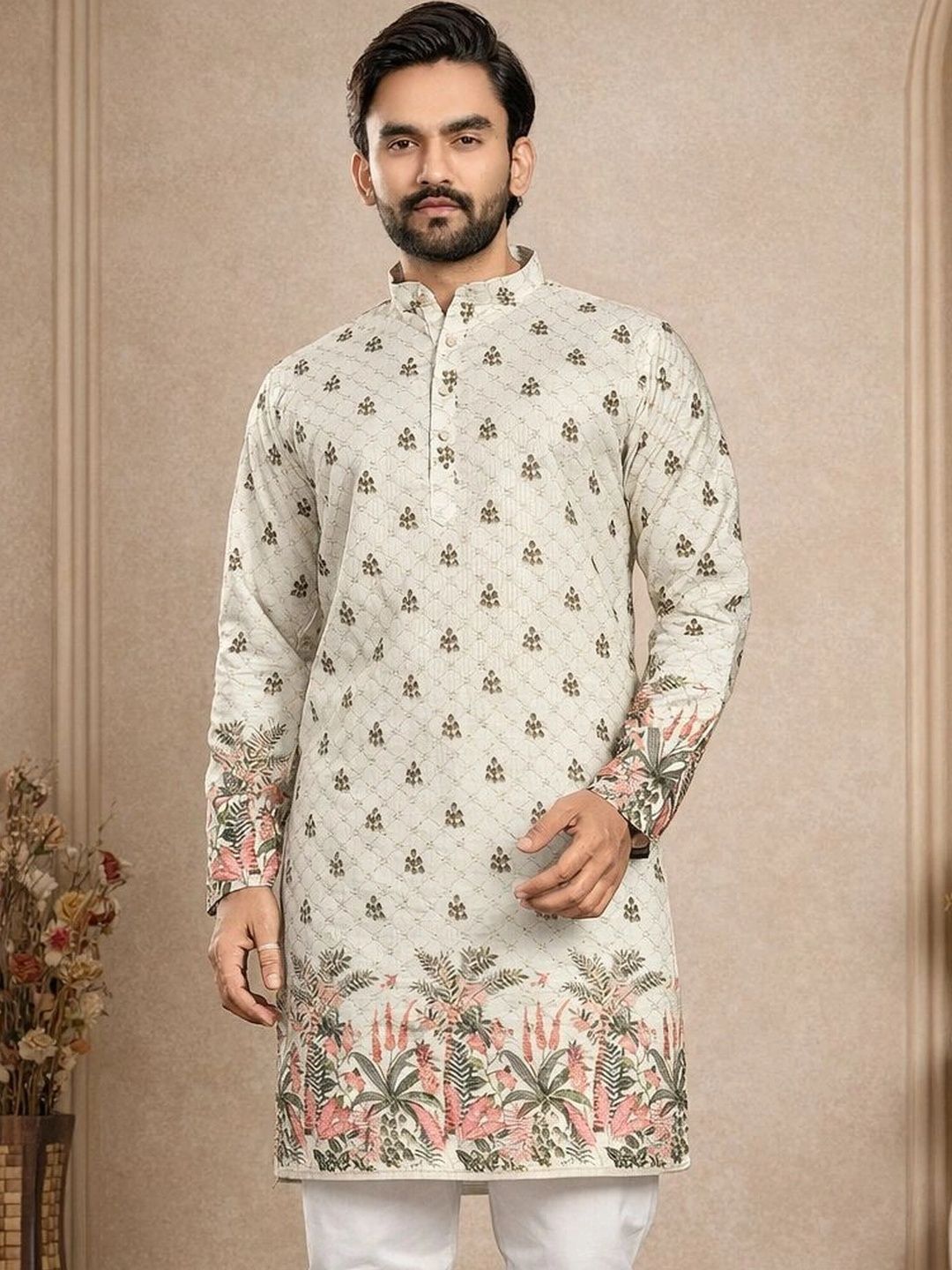 CELLUX Men Floral Printed Indie Florals Kurta-picture-58