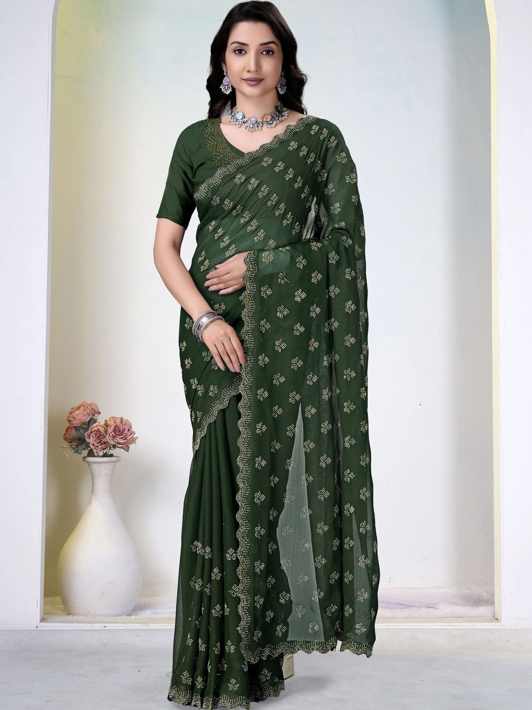 maitree creation Embroidered Pure Georgette Saree-picture-17