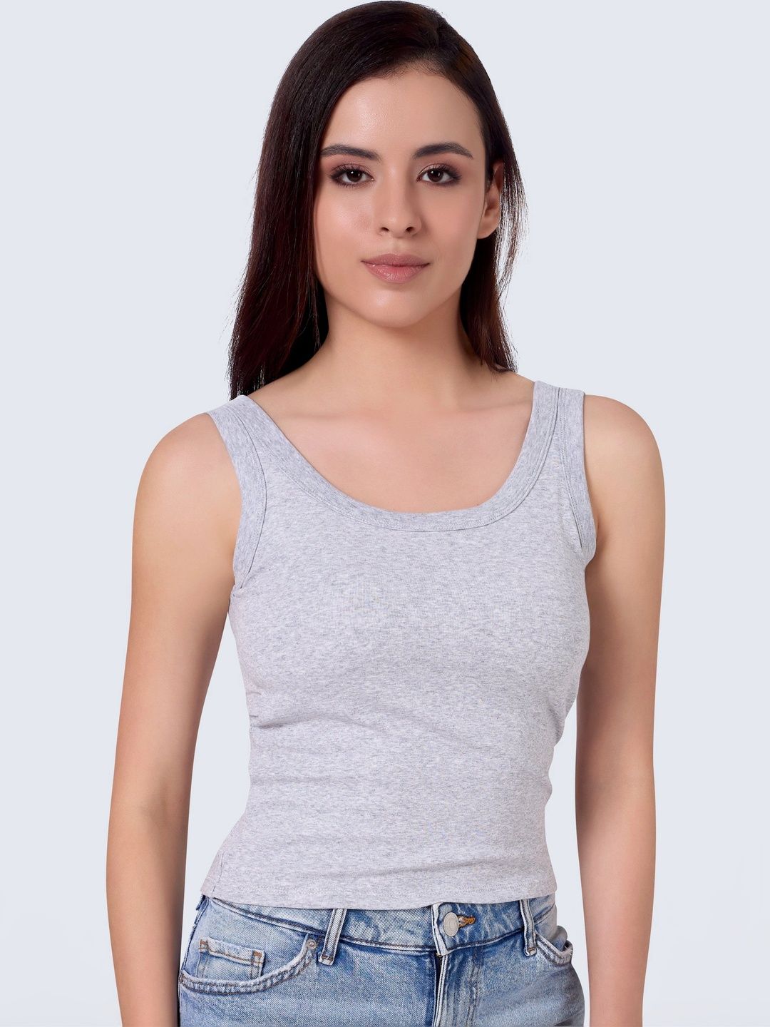 PLUMBURY Ribbed Cotton Lightly Padded Camisoles-image-12