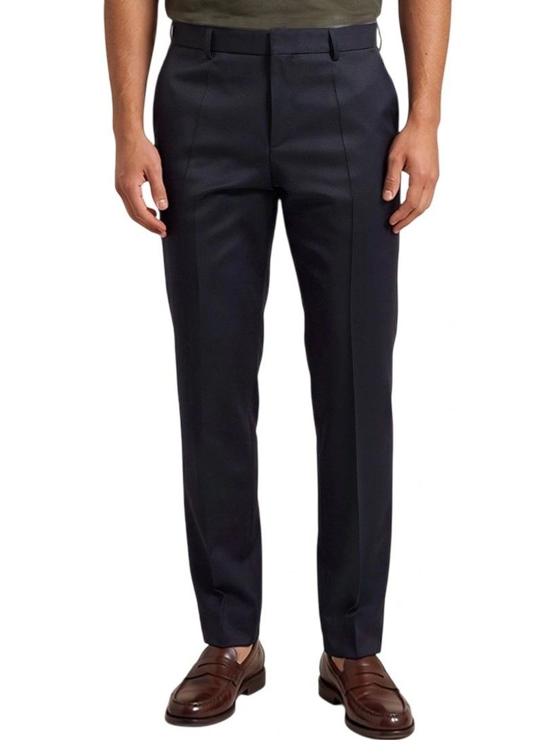 BOSS Navy Blue Slim Fit Trousers-picture-53