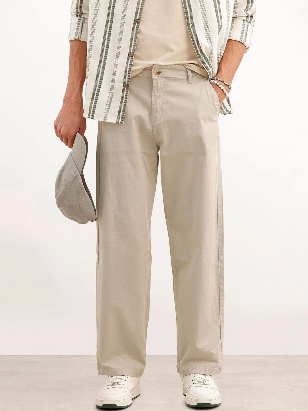 WROGN Men Loose Fit High-Rise Chinos Trousers-picture-14
