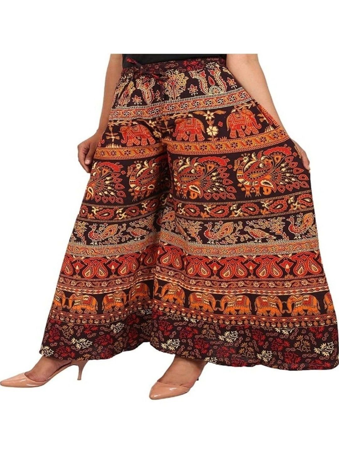 OUTER WEAR AYAM EXPORTS Women Ethnic Motifs Printed Knitted Ethnic Palazzos-picture-25