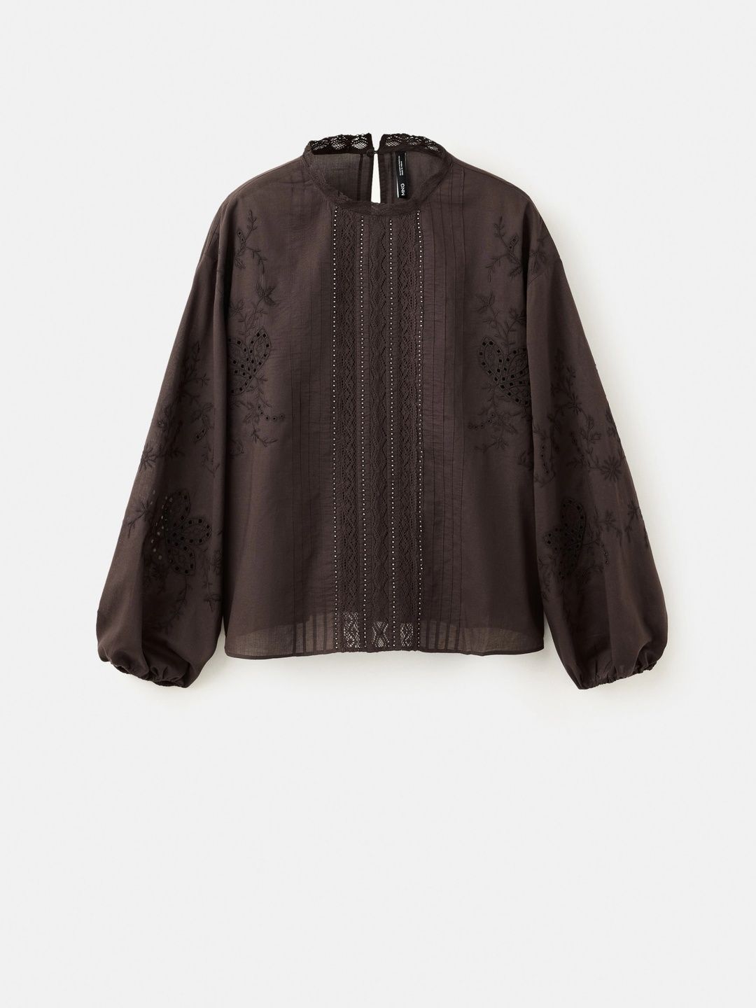 MANGO Mandarin Collar Bishop Sleeve Cotton Top-picture-33