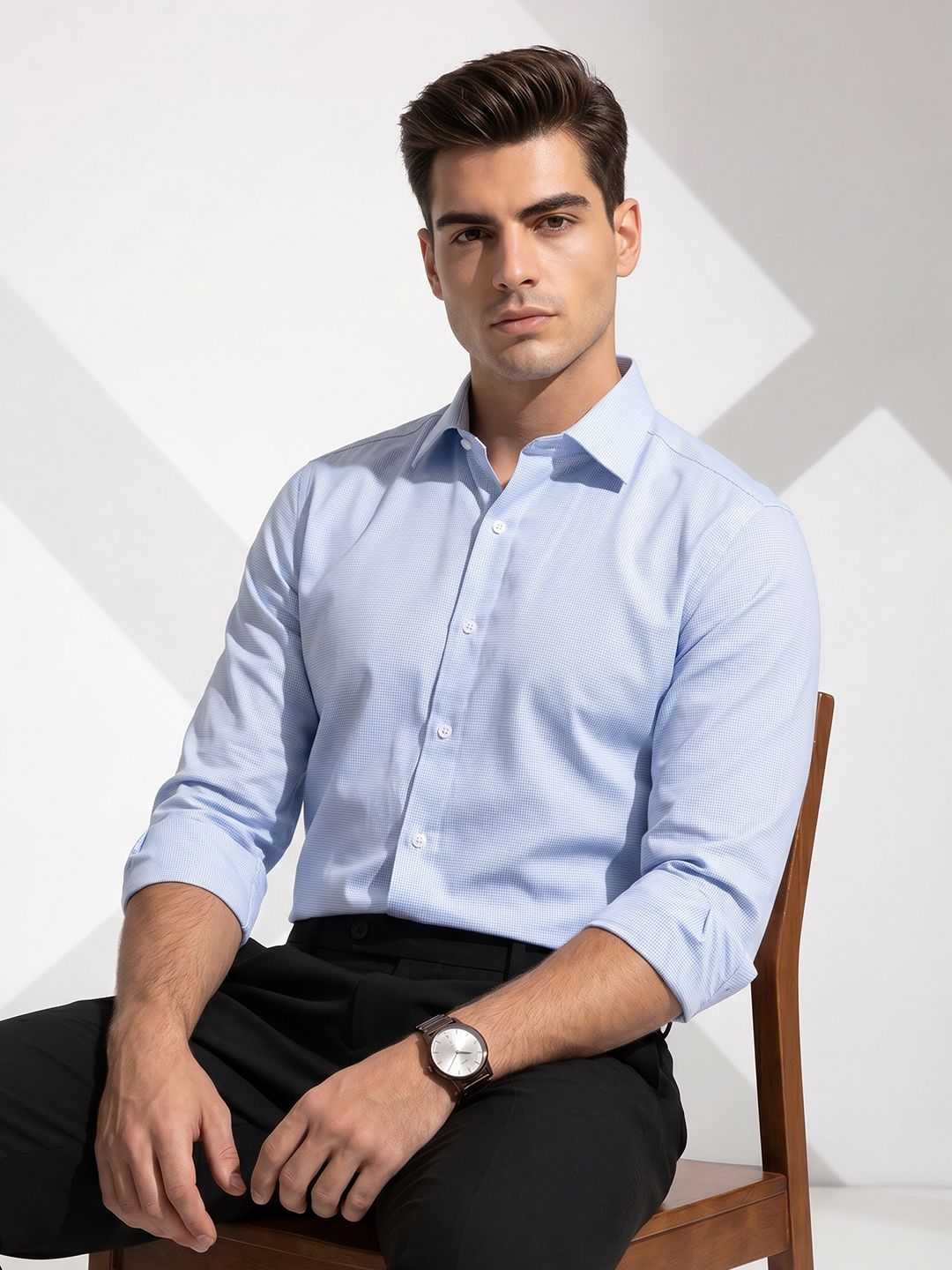 INVICTUS Self Design Slim Fit Formal Shirt-picture-13