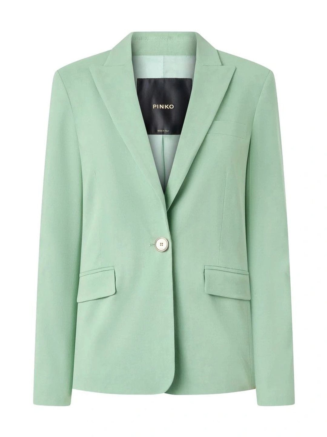 Pinko Green Solid Peaked Lapel Jacket-image-24