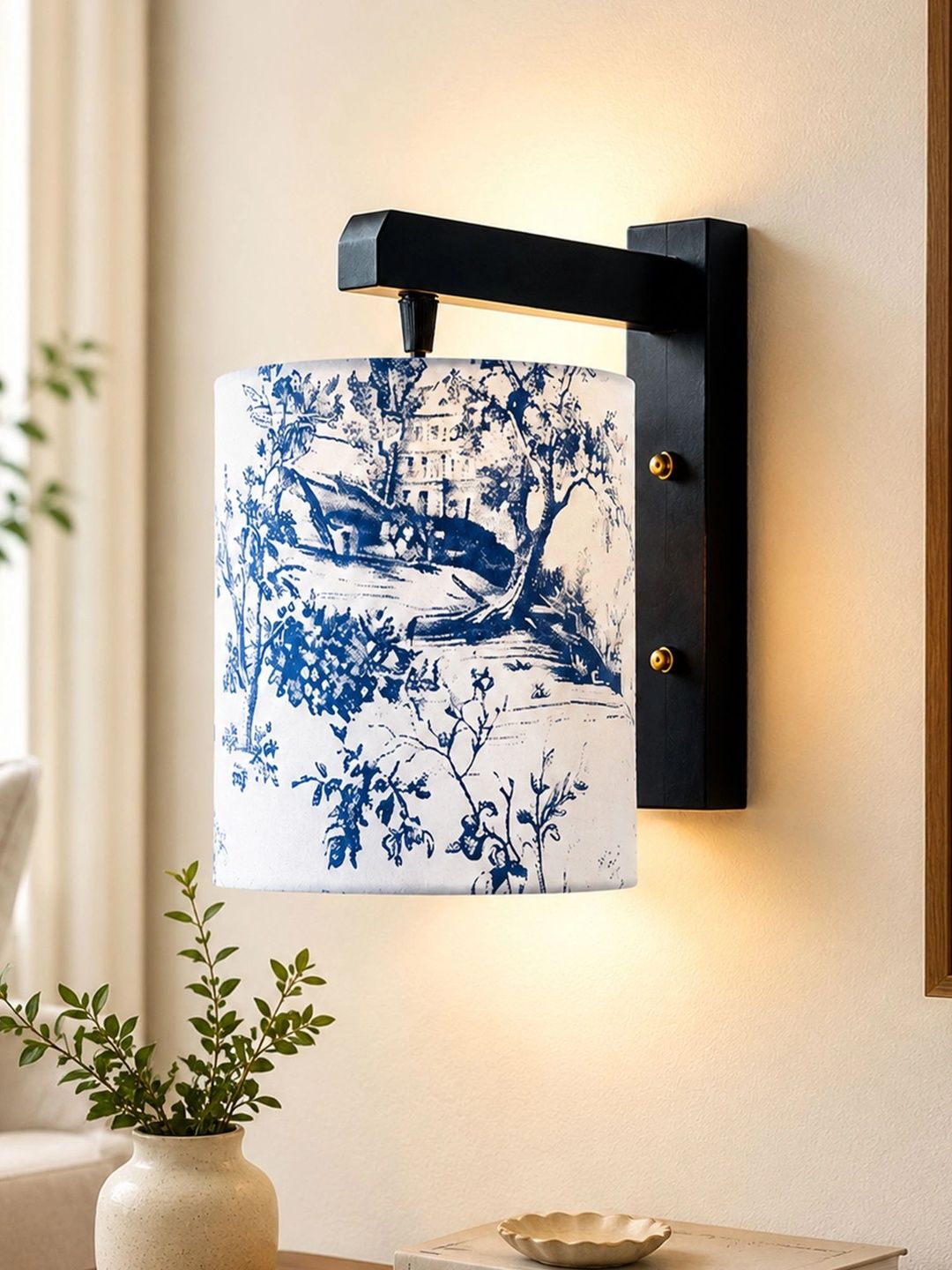 Glowhere Multicoloured Printed Wood Traditional Cylinder Shaped Wall Lamp-picture-45