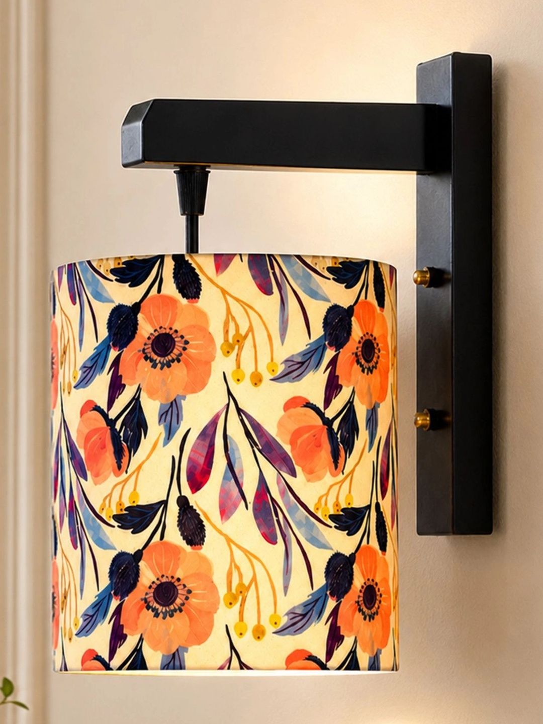 Glowhere Multicoloured Printed Wood Cylinder Shaped Wall Lamp-image-10