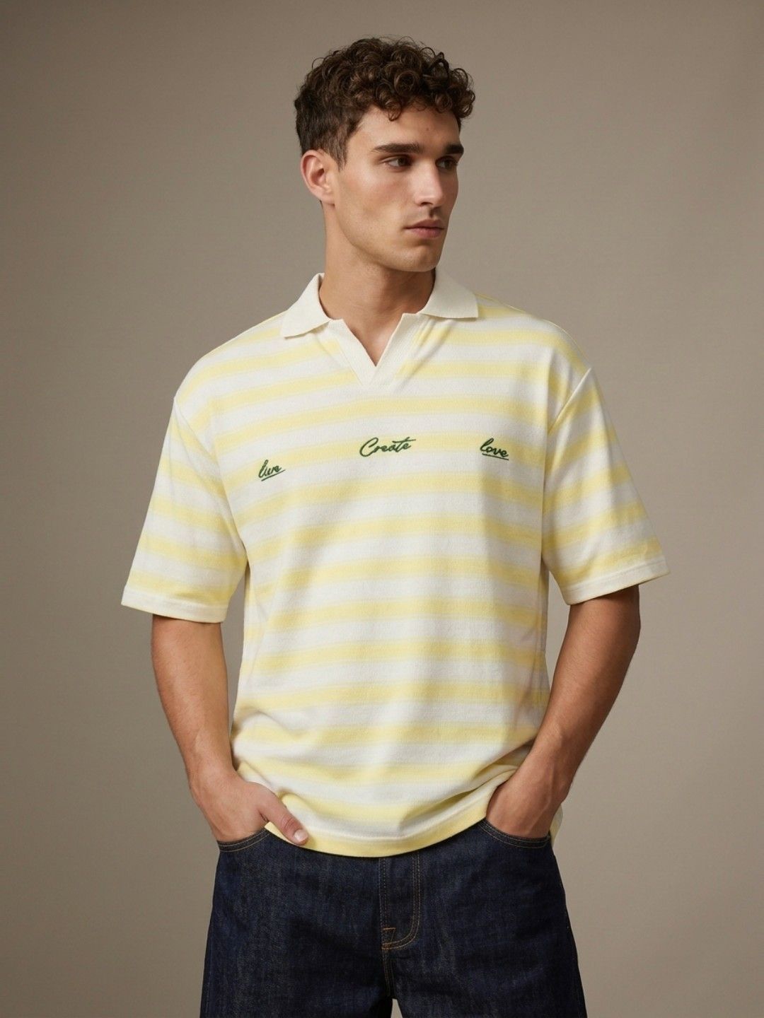 glitchez Striped Polo Collar Drop-Shoulder Sleeves T-shirt-picture-37