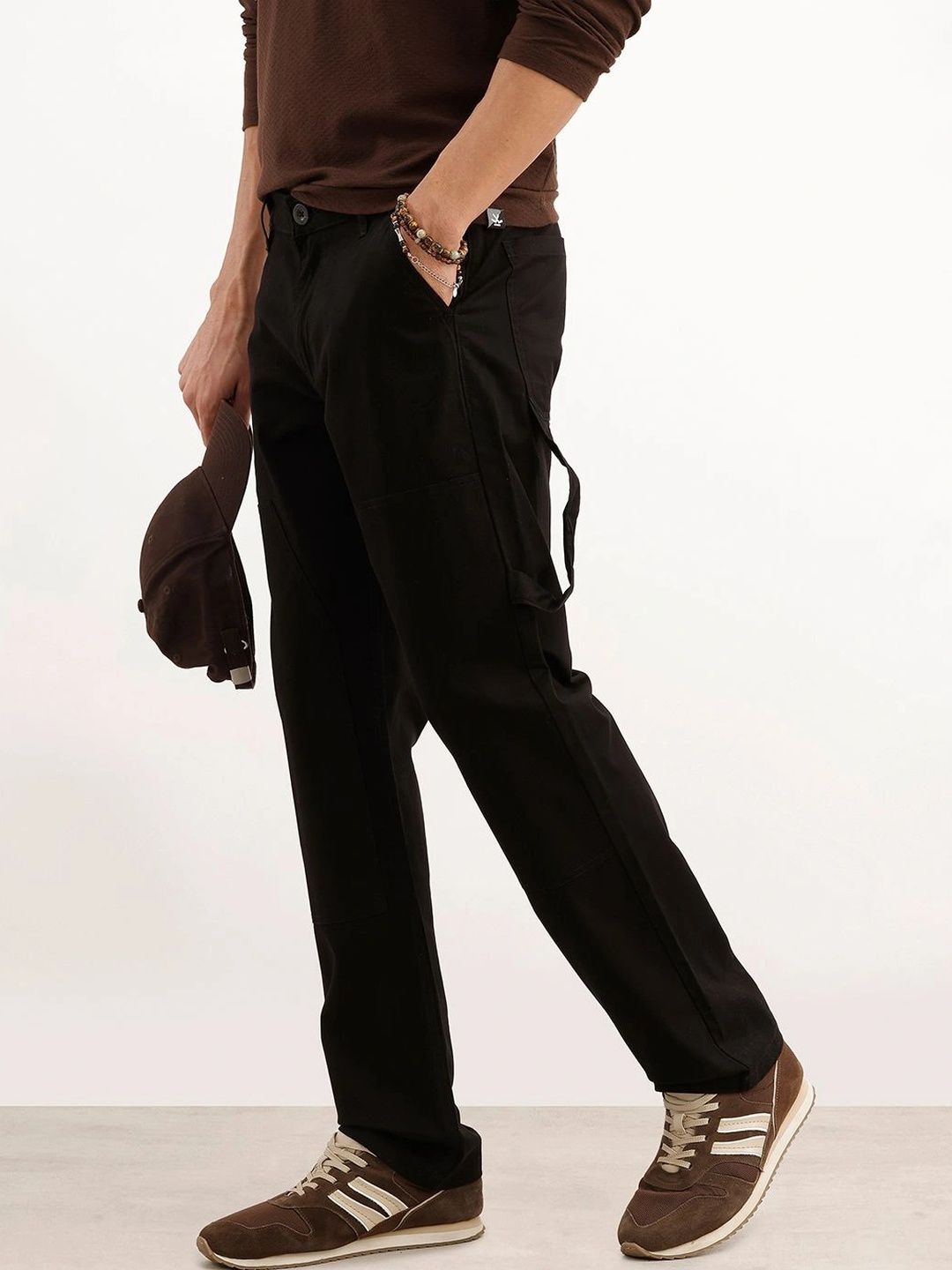 WROGN Men Straight Fit High-Rise Cargos Trousers-picture-34