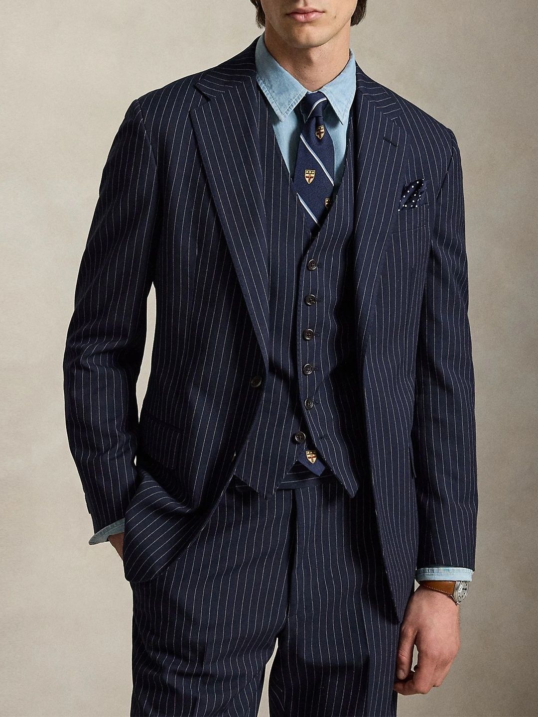Polo Ralph Lauren 3-Piece Single Breasted Striped Tailored-Fit Suit-image-47