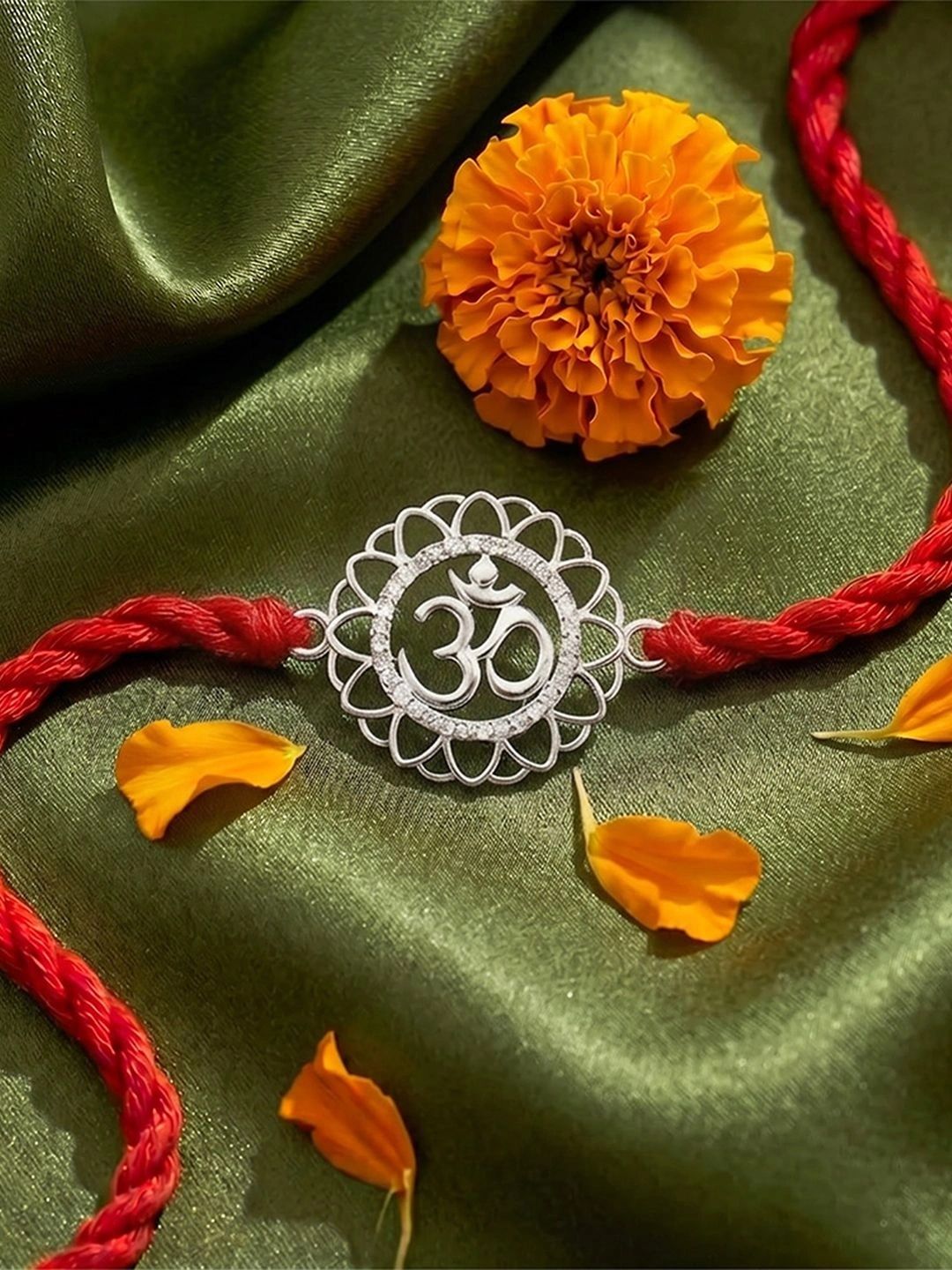 Zavya Men Rhodium-Plated 925 Sterling Silver Om Rakhi-picture-21