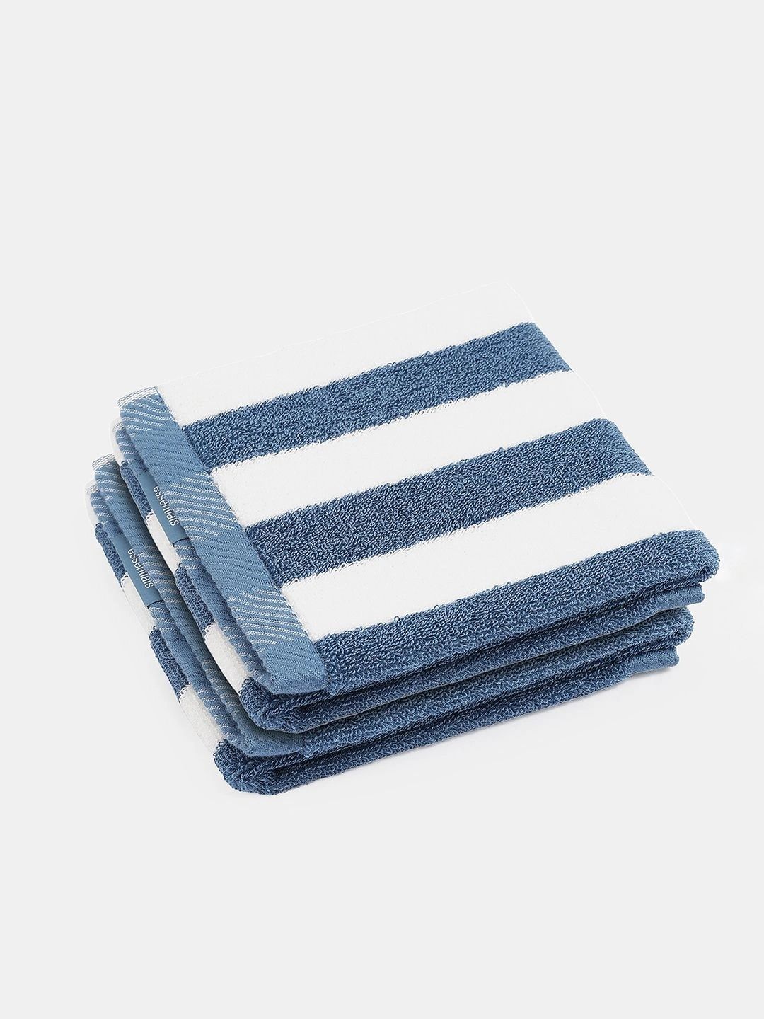 Jockey 2Pcs White & Navy-Blue Striped Terry-Cotton 500-GSM Ultrasoft & Durable Hand Towels-image-15