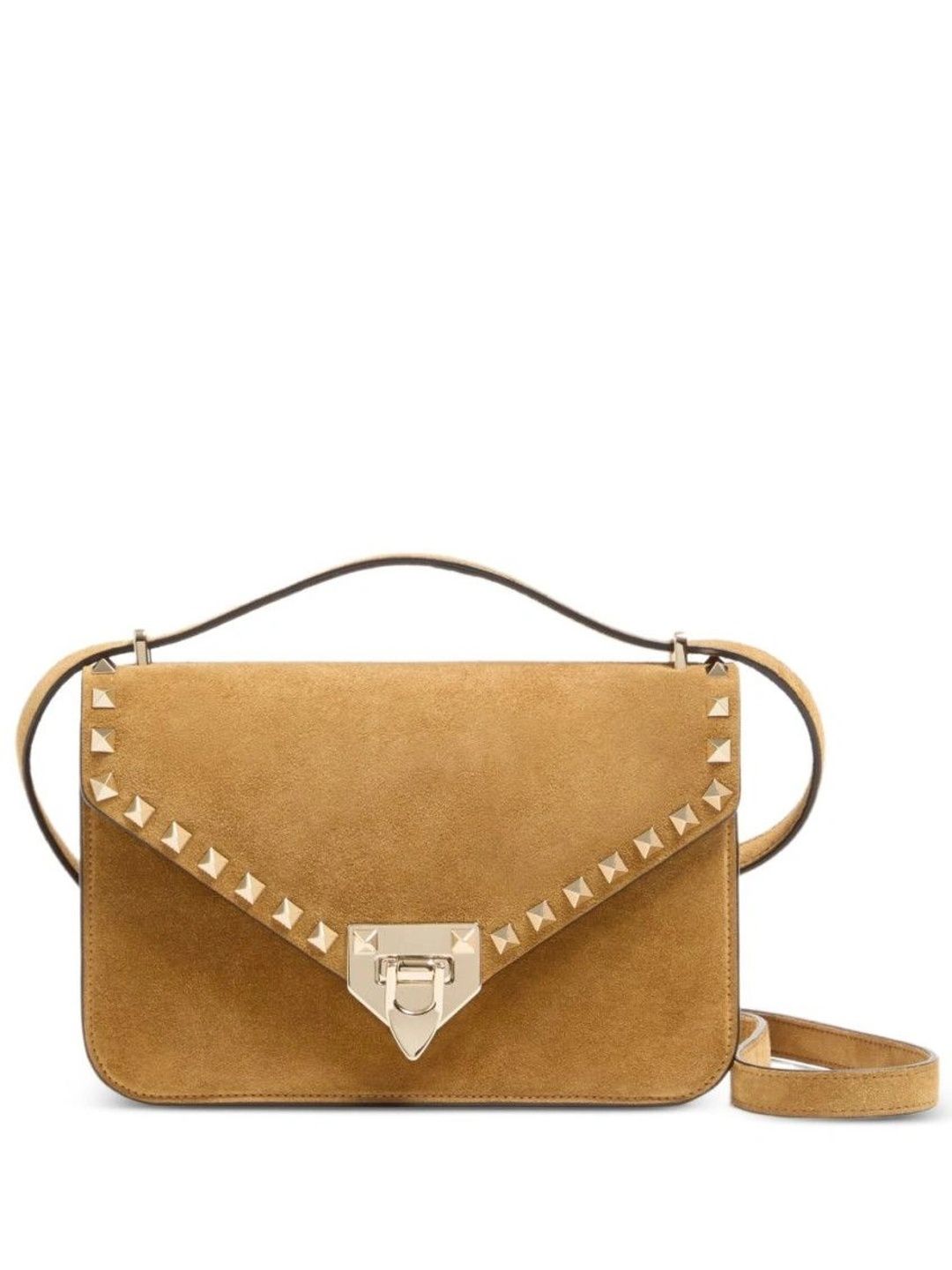 Valentino Garavani Textured Suede Sling Beige Rockstud Small Shoulder Bag-picture-29