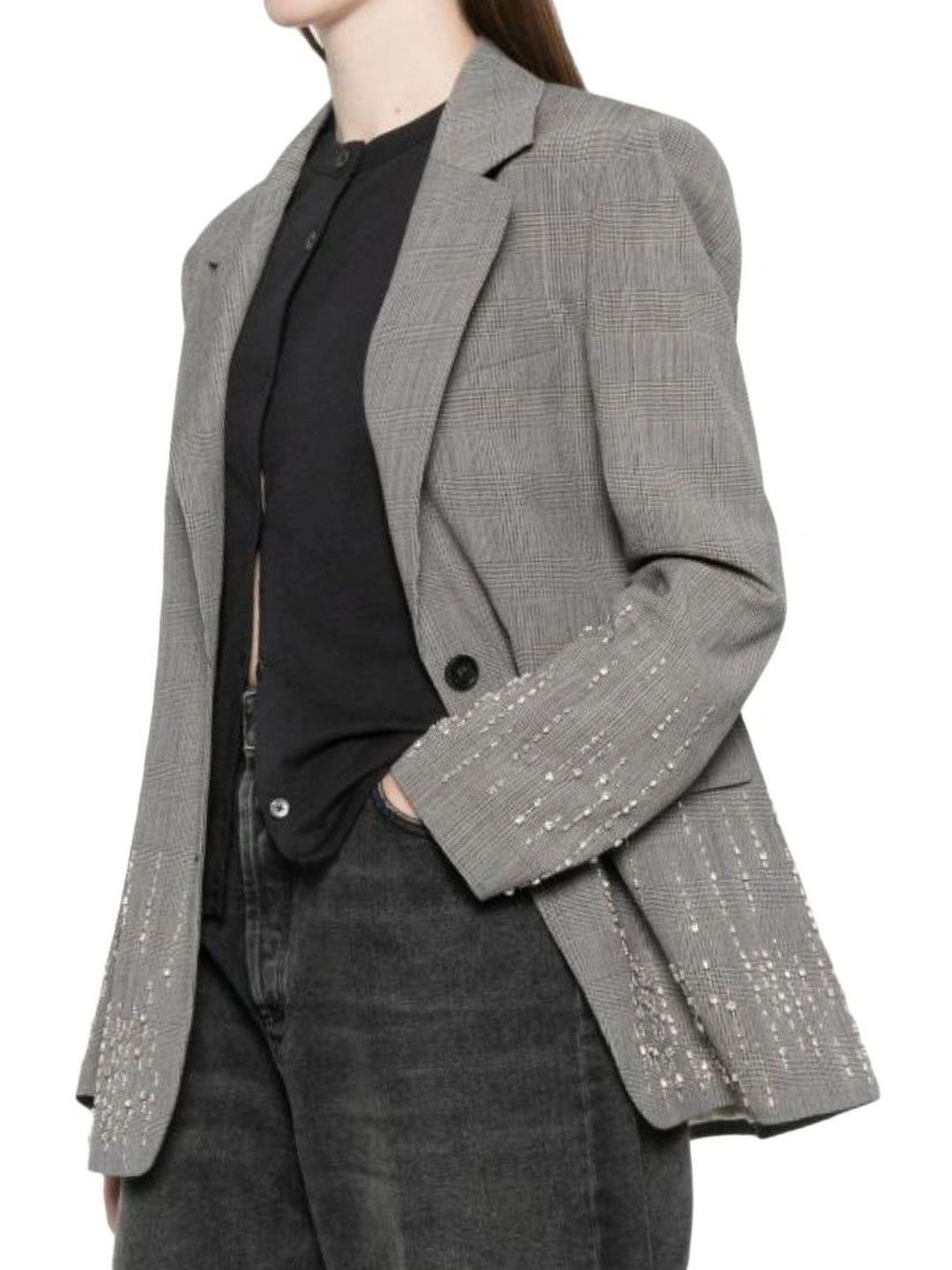 Golden Goose Grey Checks Notched Lapel Blazer-image-18